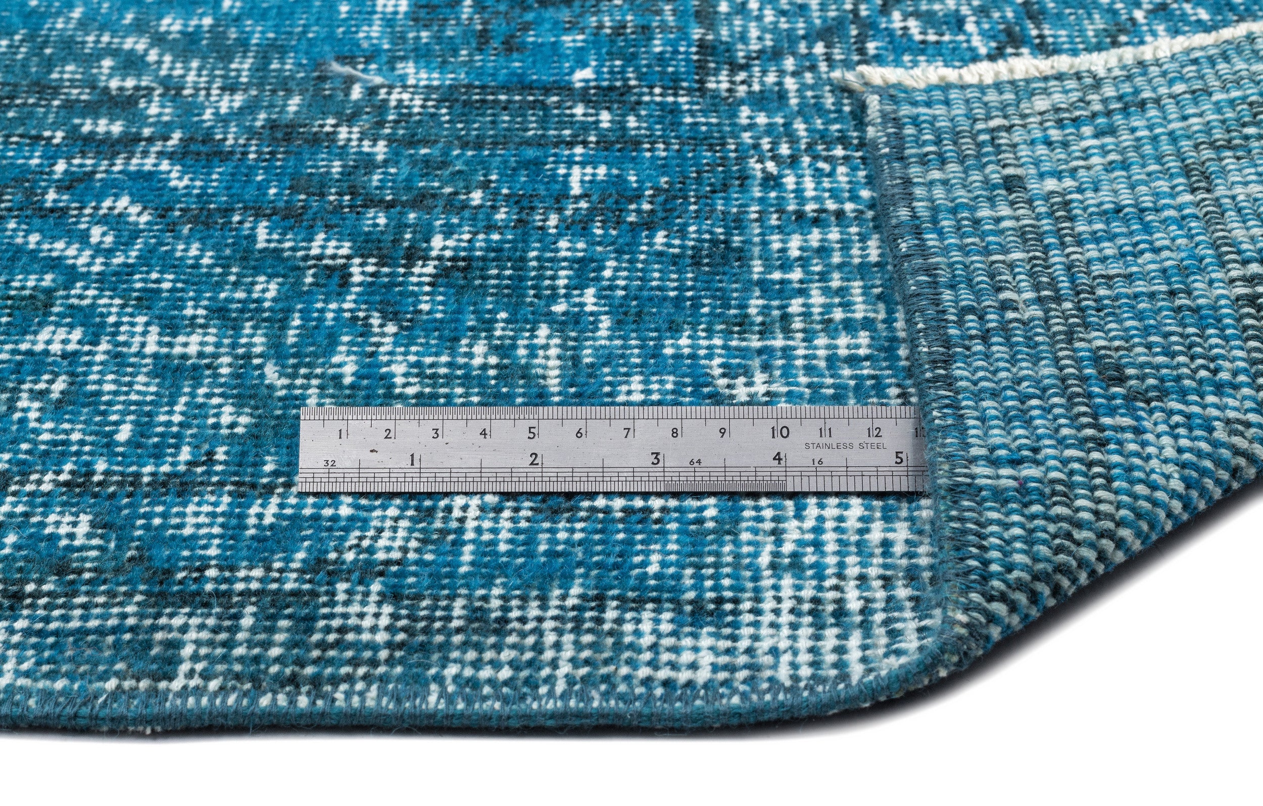 Turquoise  Over Dyed Vintage Rug 6'3'' x 9'4'' ft 190 x 285 cm