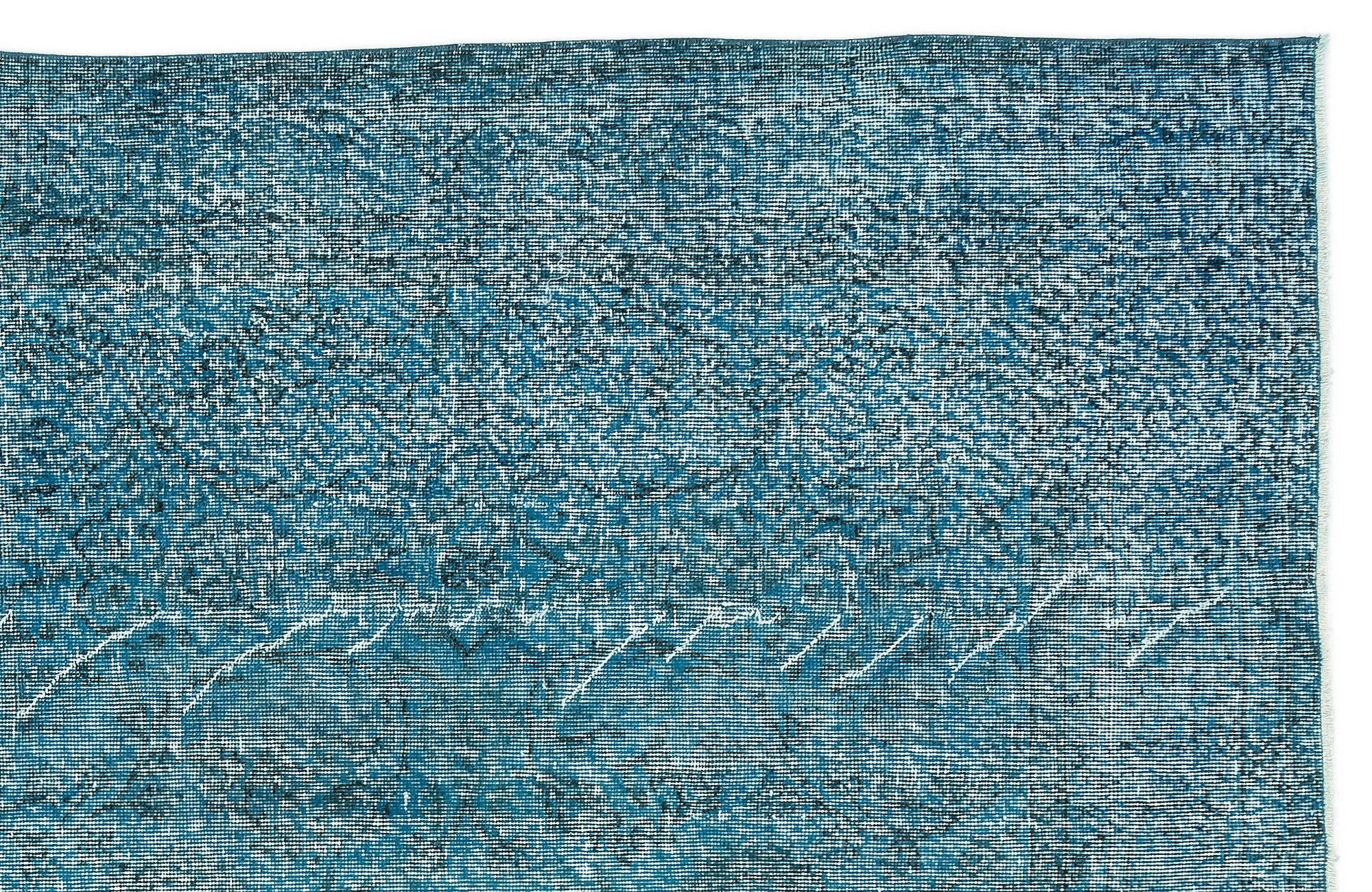 Turquoise  Over Dyed Vintage Rug 6'3'' x 9'4'' ft 190 x 285 cm