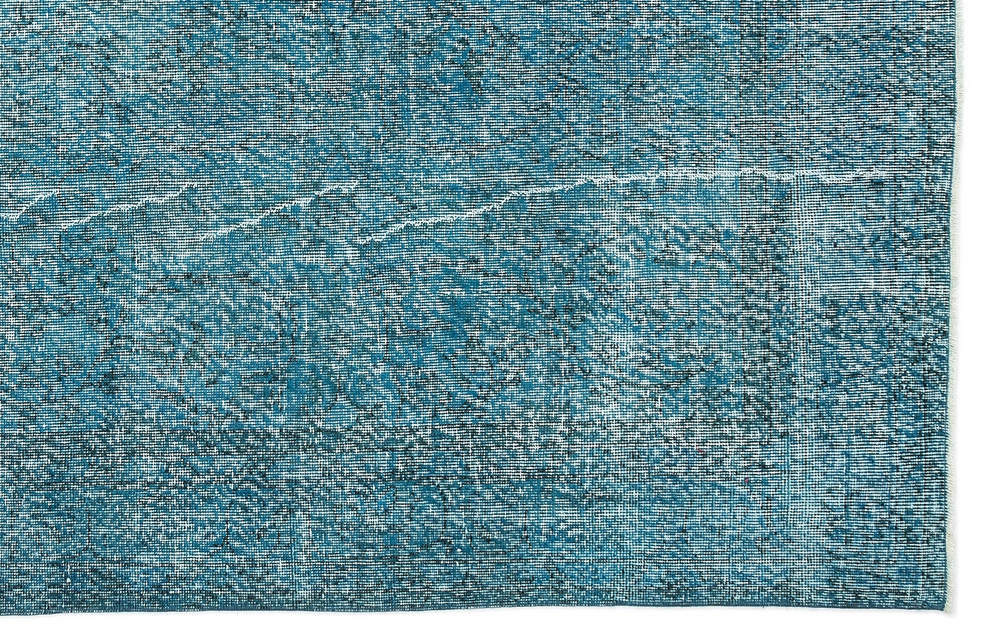 Turquoise  Over Dyed Vintage Rug 6'3'' x 9'4'' ft 190 x 285 cm