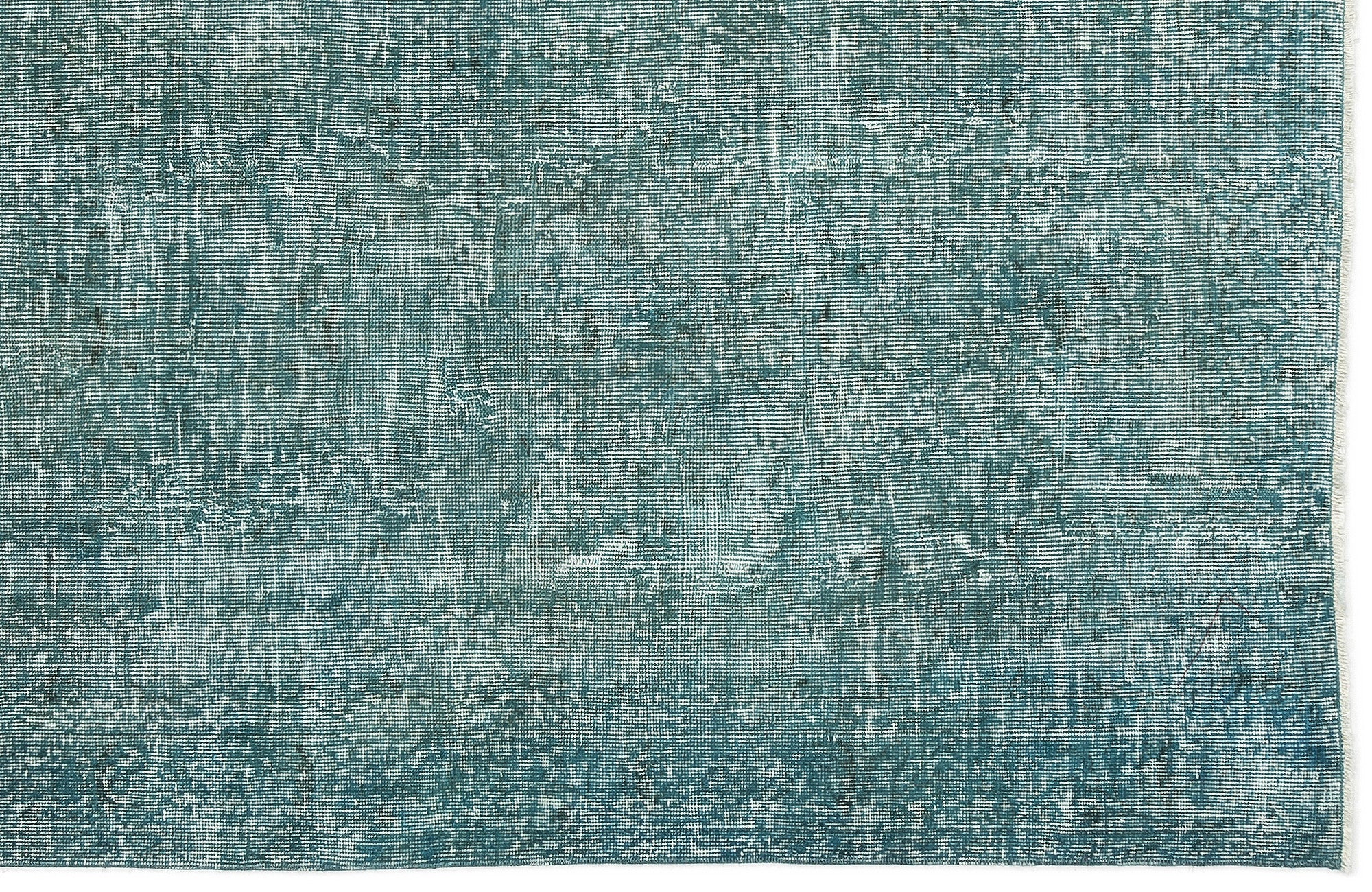 Turquoise  Over Dyed Vintage Rug 3'10'' x 7'1'' ft 116 x 216 cm