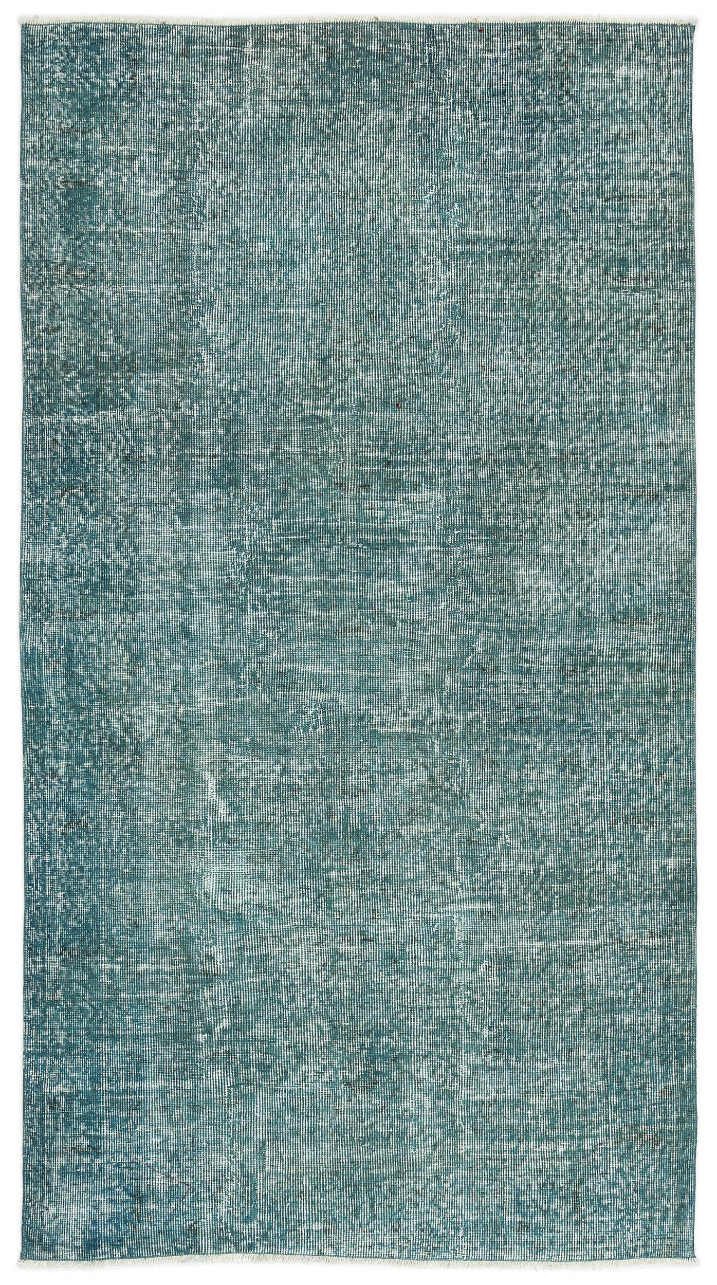 Turquoise  Over Dyed Vintage Rug 3'10'' x 7'1'' ft 116 x 216 cm