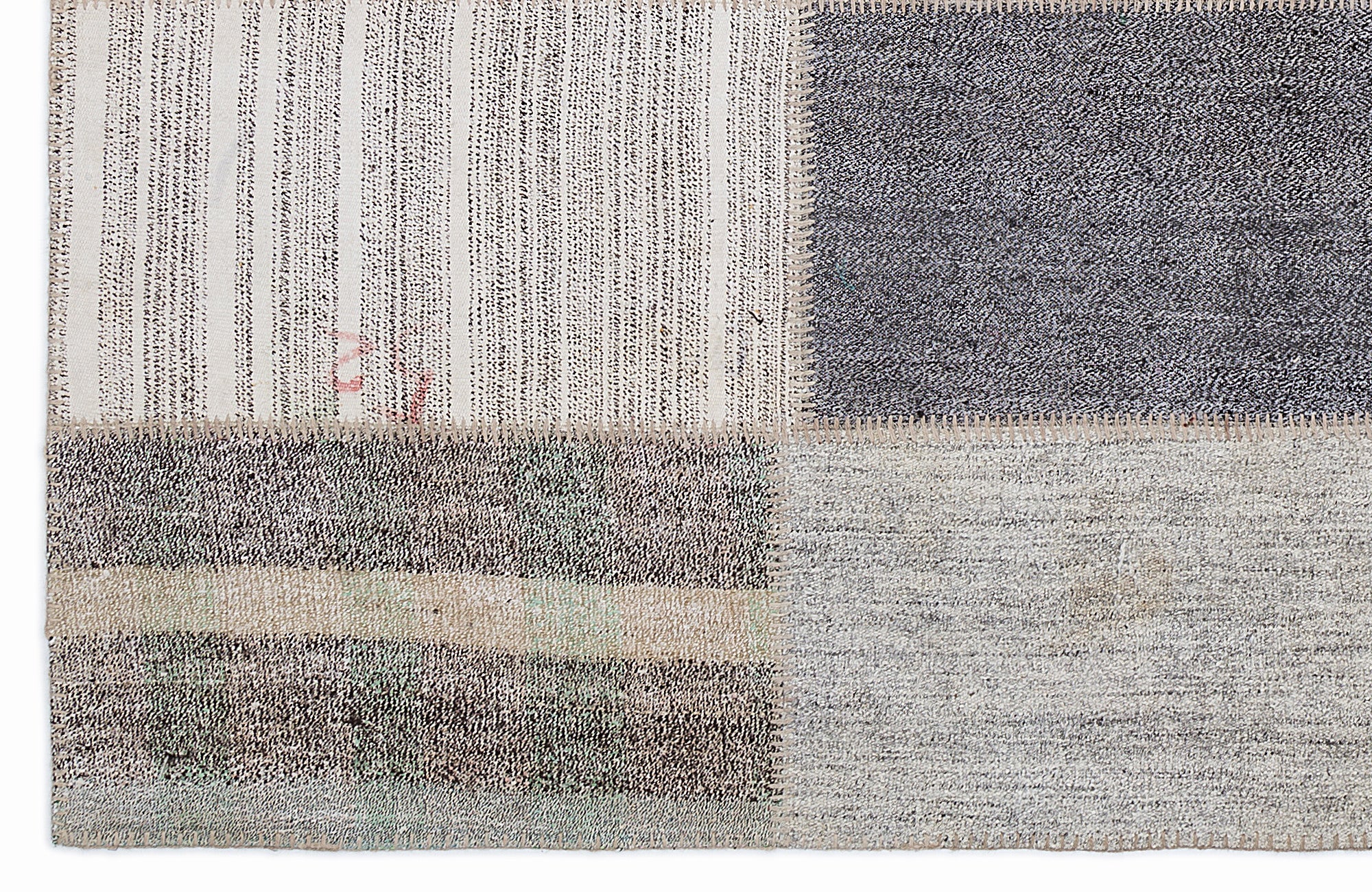 Striped Over Dyed Kilim Patchwork Unique Rug 5'3'' x 7'7'' ft 160 x 230 cm