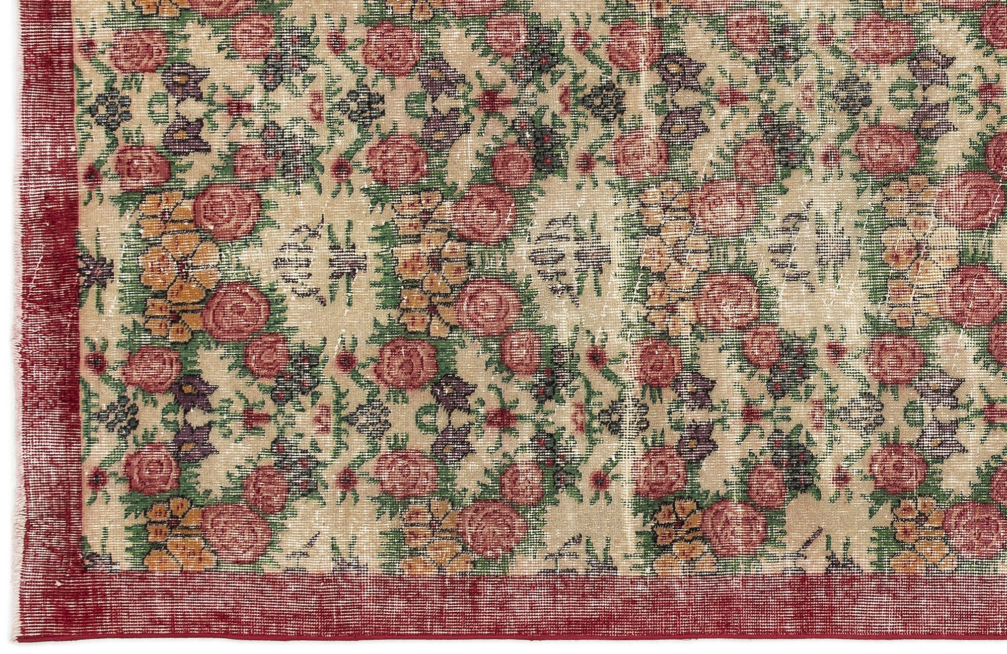 Naturel Over Dyed Vintage Rug 3'8'' x 6'5'' ft 111 x 195 cm