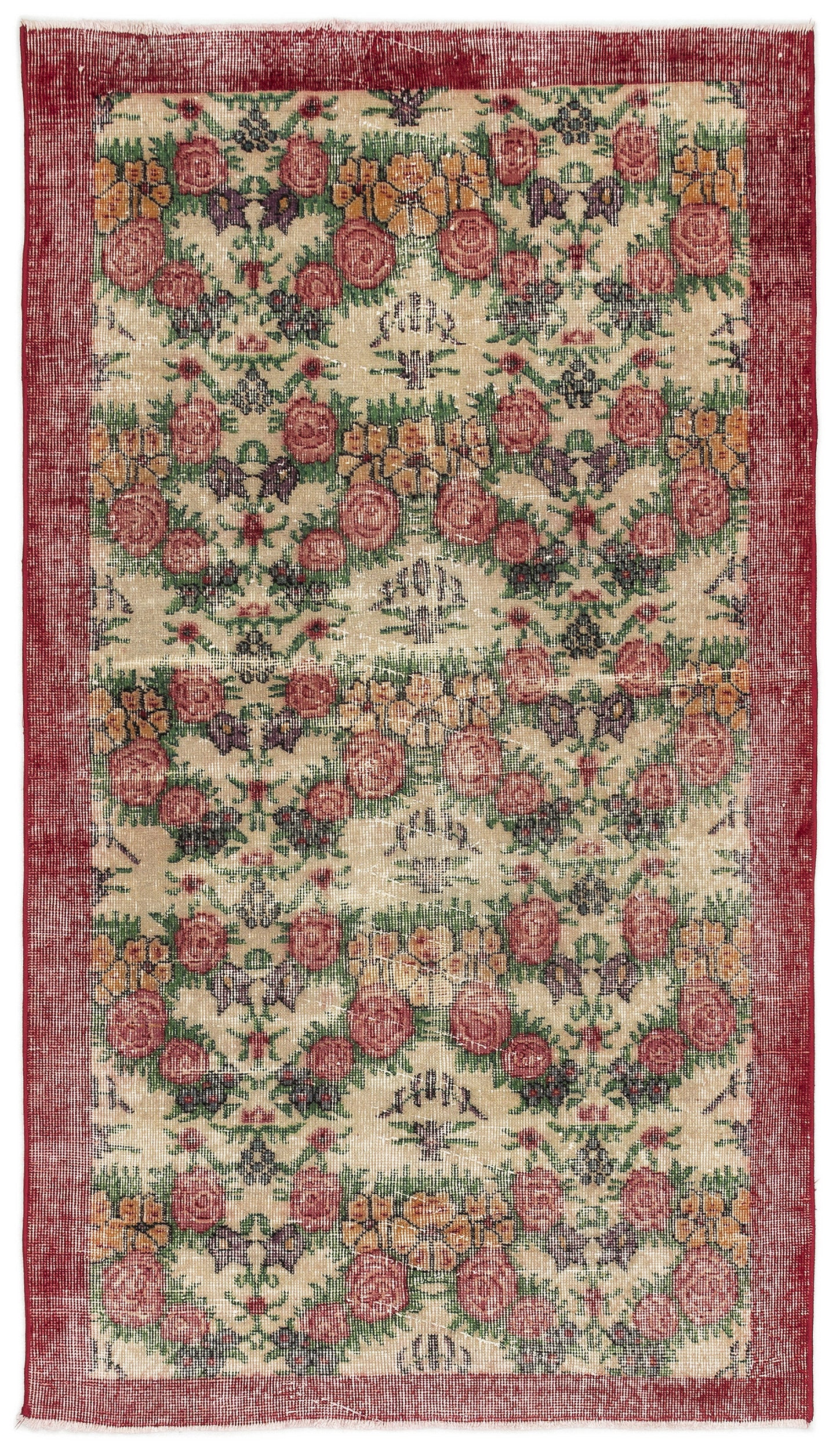 Naturel Over Dyed Vintage Rug 3'8'' x 6'5'' ft 111 x 195 cm