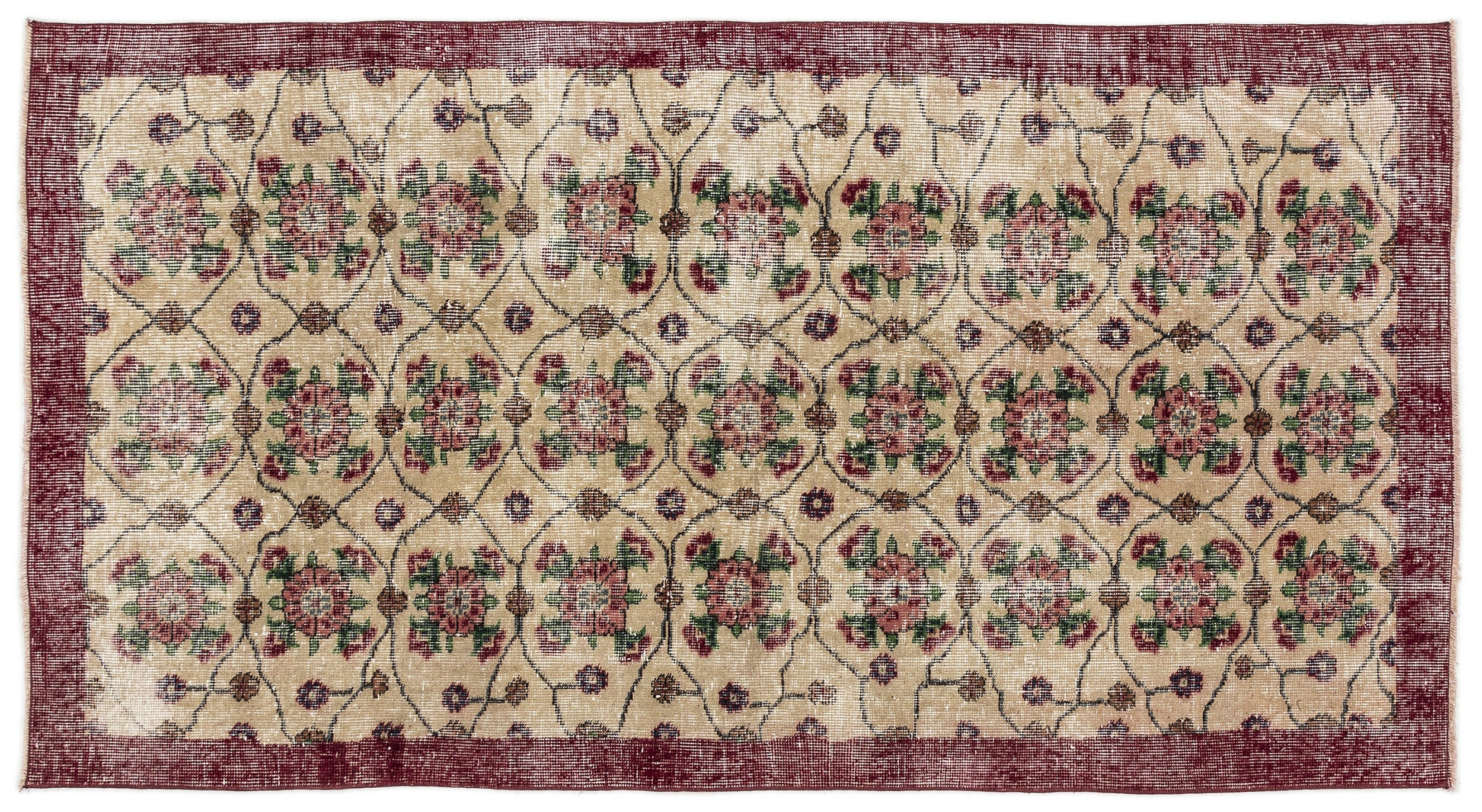 Naturel Over Dyed Vintage Rug 3'6'' x 6'7'' ft 107 x 200 cm