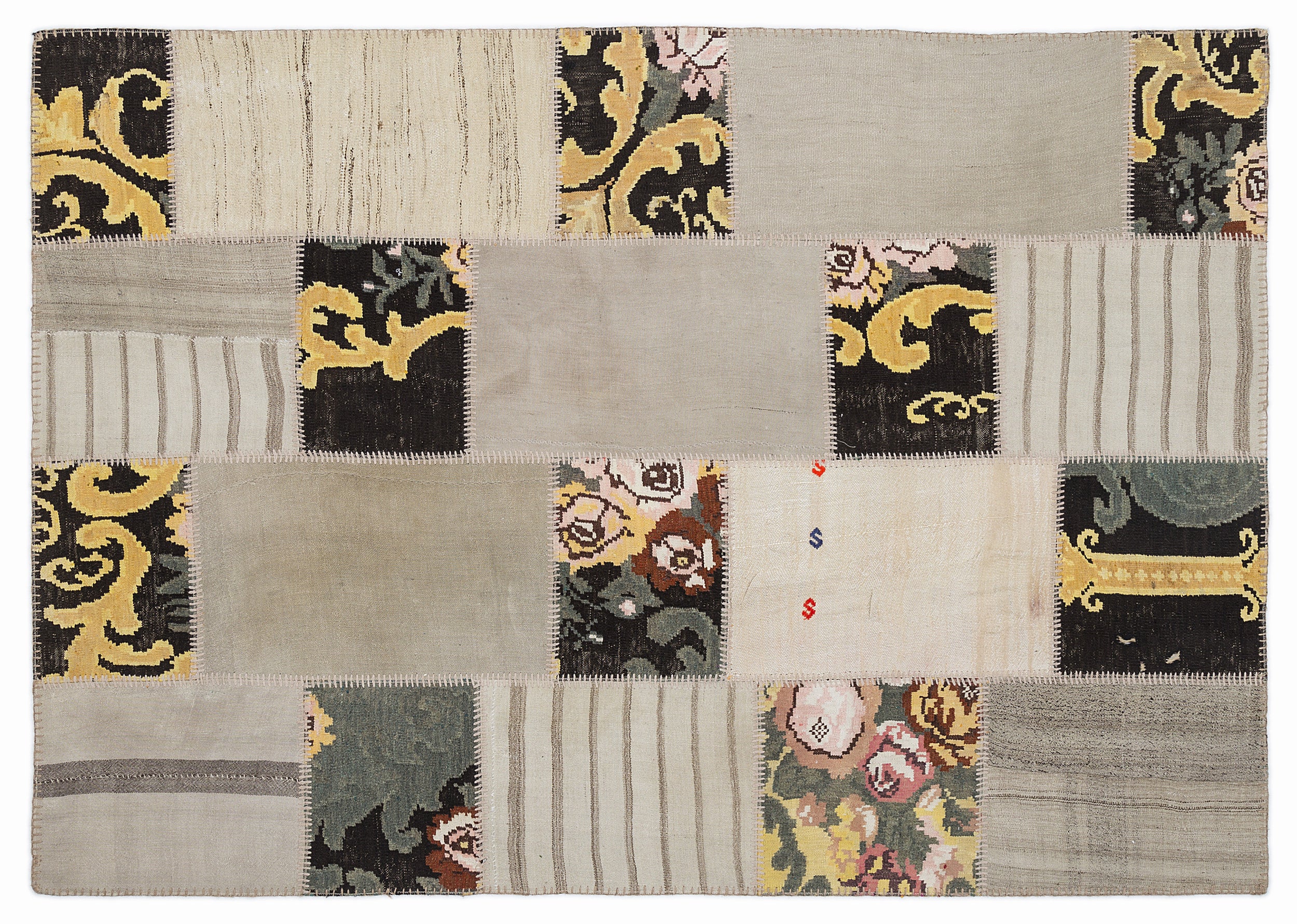 Karabakh Over Dyed Kilim Patchwork Unique Rug 5'3'' x 7'7'' ft 160 x 230 cm