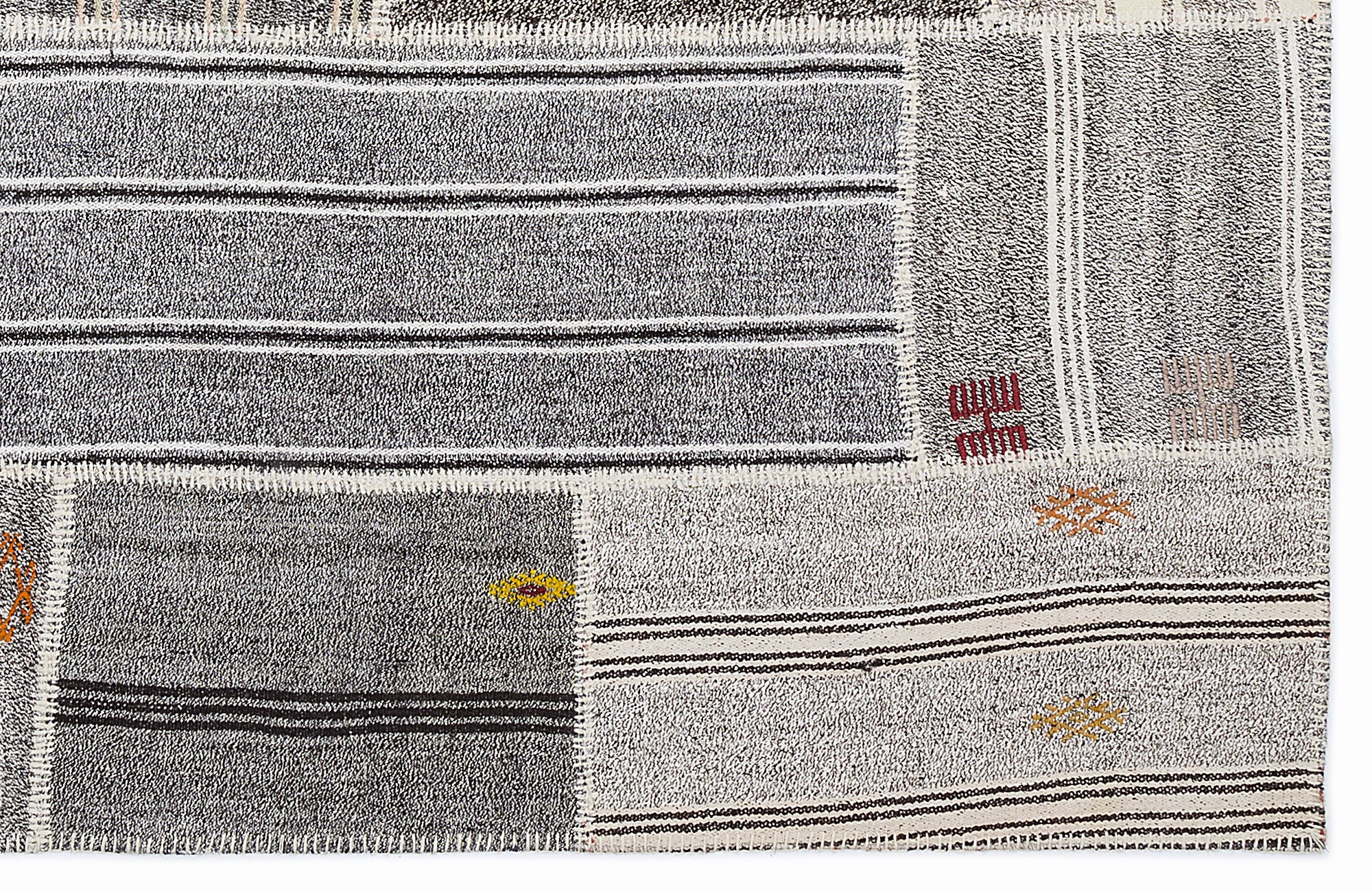 Striped Over Dyed Kilim Patchwork Unique Rug 5'3'' x 7'7'' ft 160 x 230 cm