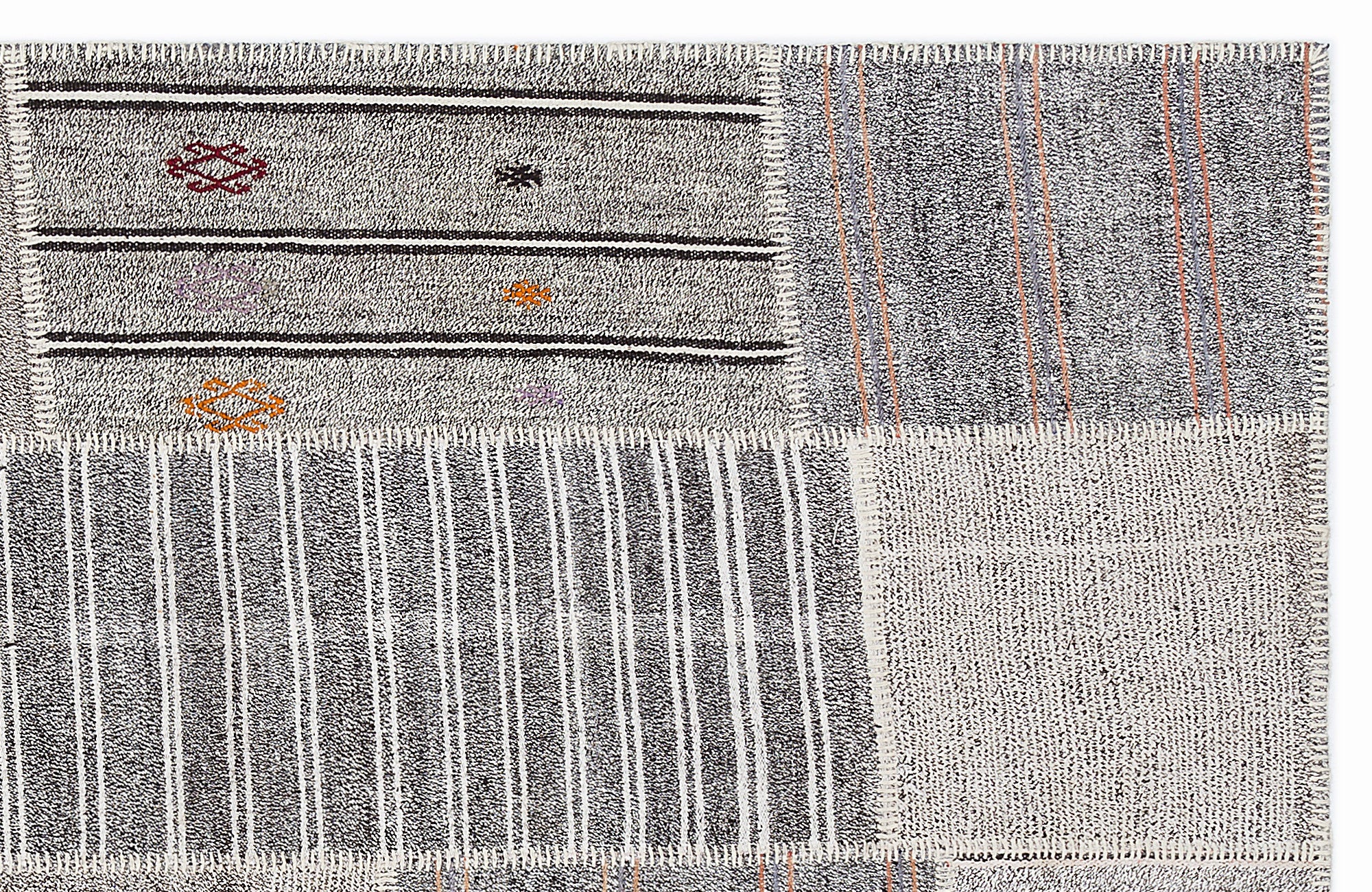 Striped Over Dyed Kilim Patchwork Unique Rug 5'3'' x 7'7'' ft 160 x 230 cm