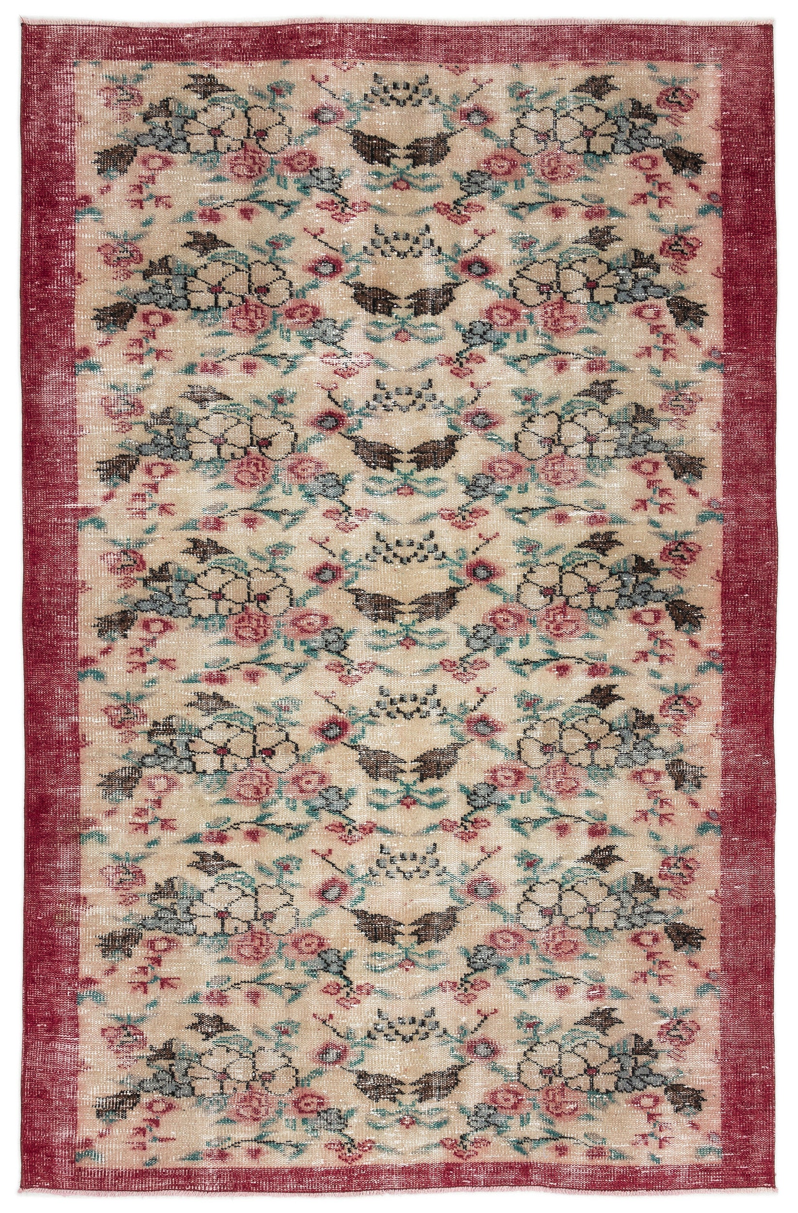 Naturel Over Dyed Vintage Rug 5'3'' x 8'2'' ft 161 x 250 cm