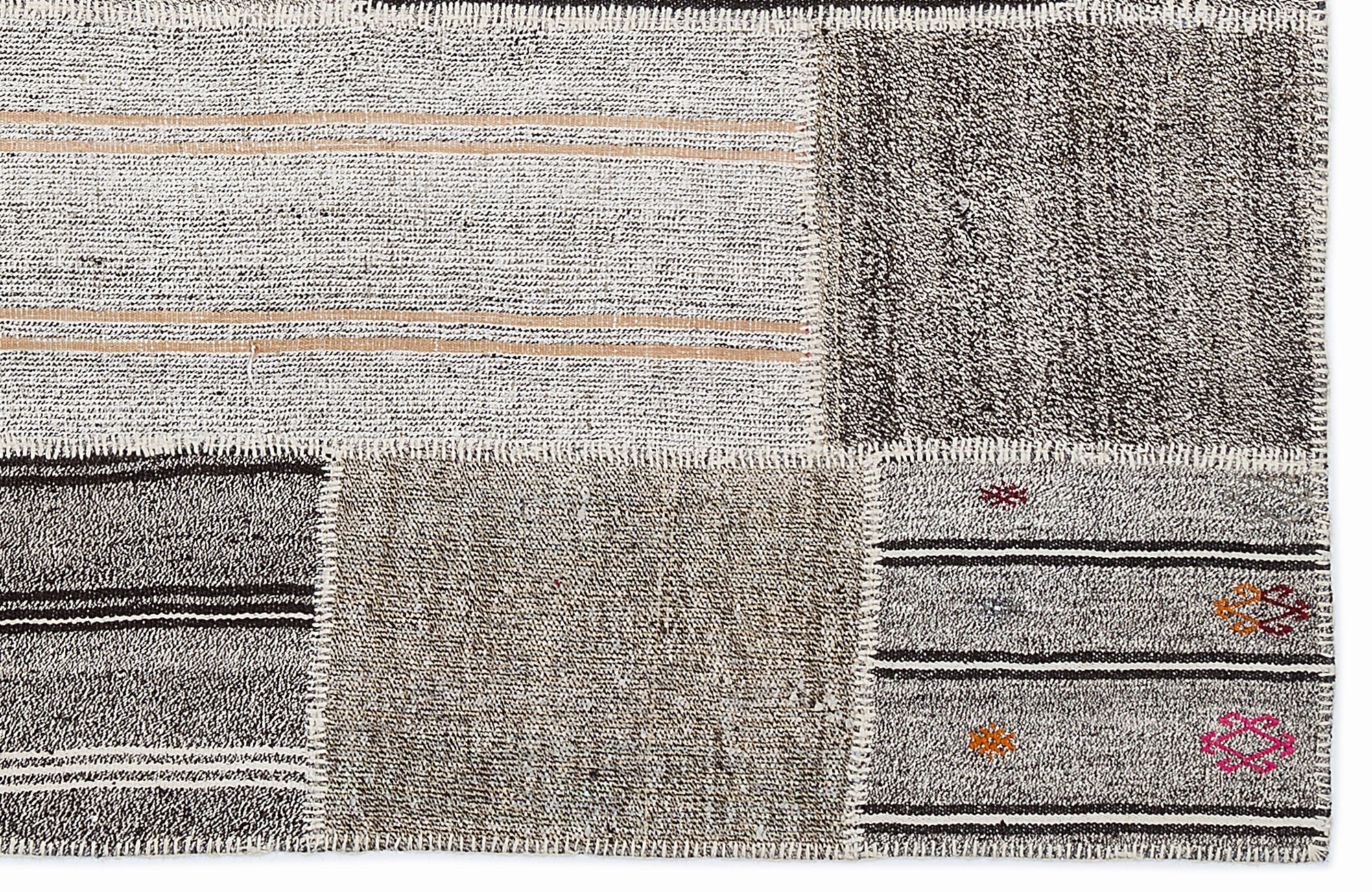 Striped Over Dyed Kilim Patchwork Unique Rug 5'3'' x 7'7'' ft 160 x 230 cm