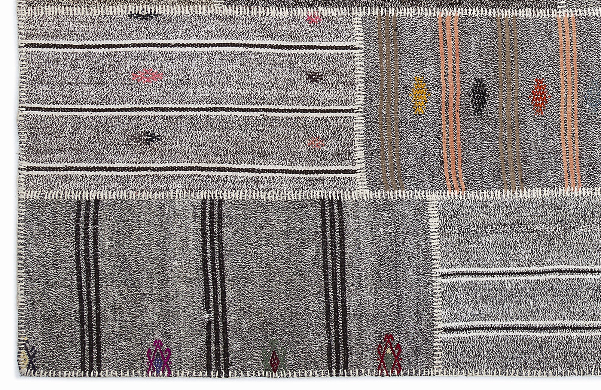 Striped Over Dyed Kilim Patchwork Unique Rug 5'3'' x 7'7'' ft 160 x 230 cm