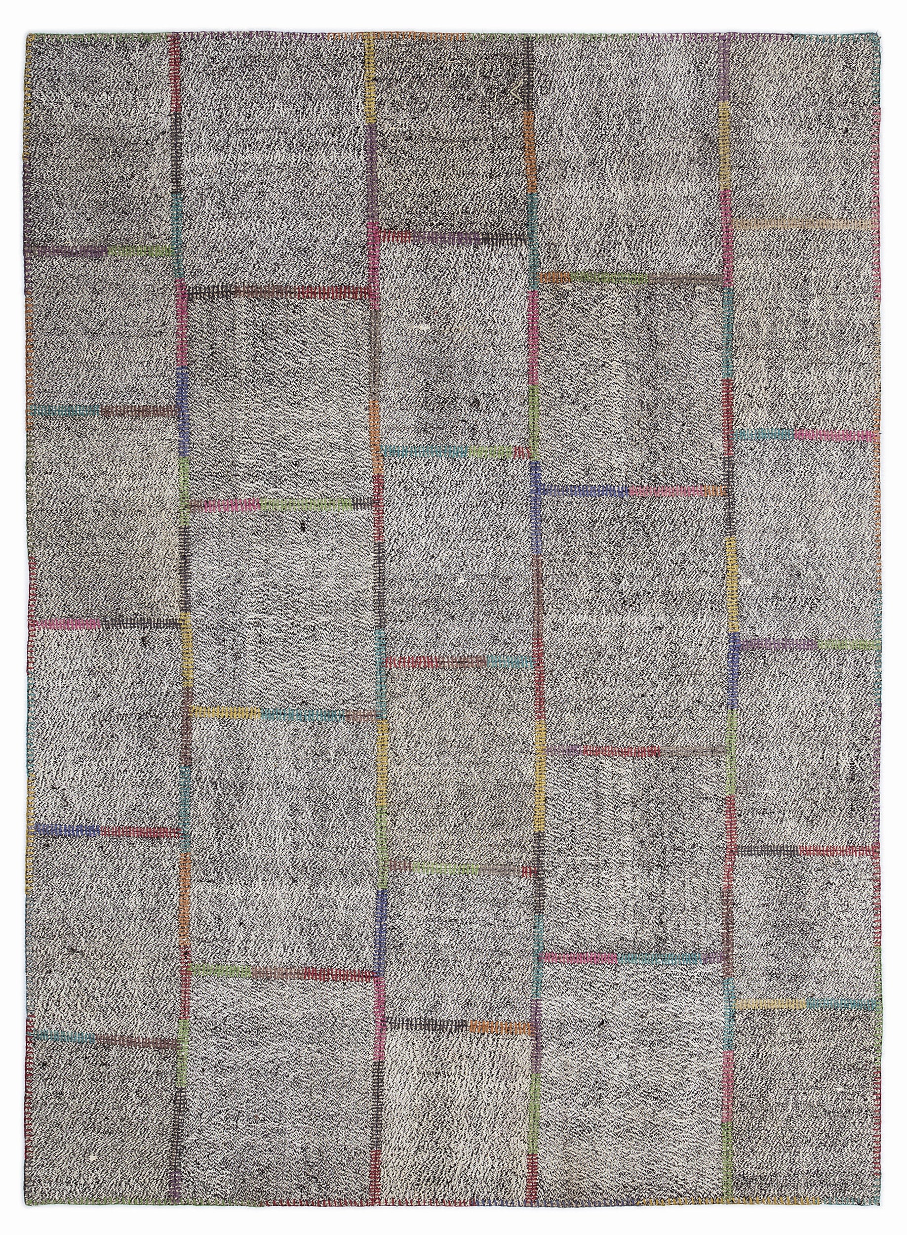 Striped Over Dyed Kilim Patchwork Unique Rug 5'3'' x 7'7'' ft 160 x 230 cm