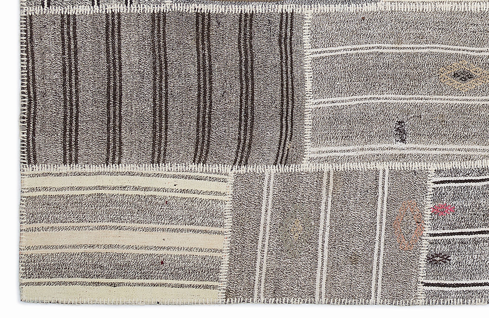 Striped Over Dyed Kilim Patchwork Unique Rug 5'3'' x 7'7'' ft 160 x 230 cm
