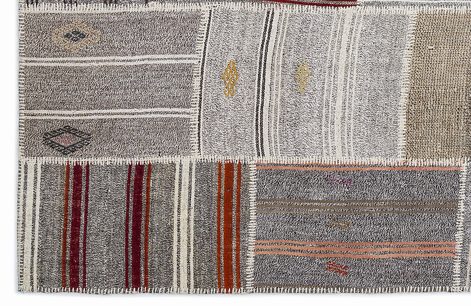 Striped Over Dyed Kilim Patchwork Unique Rug 5'3'' x 7'7'' ft 160 x 230 cm