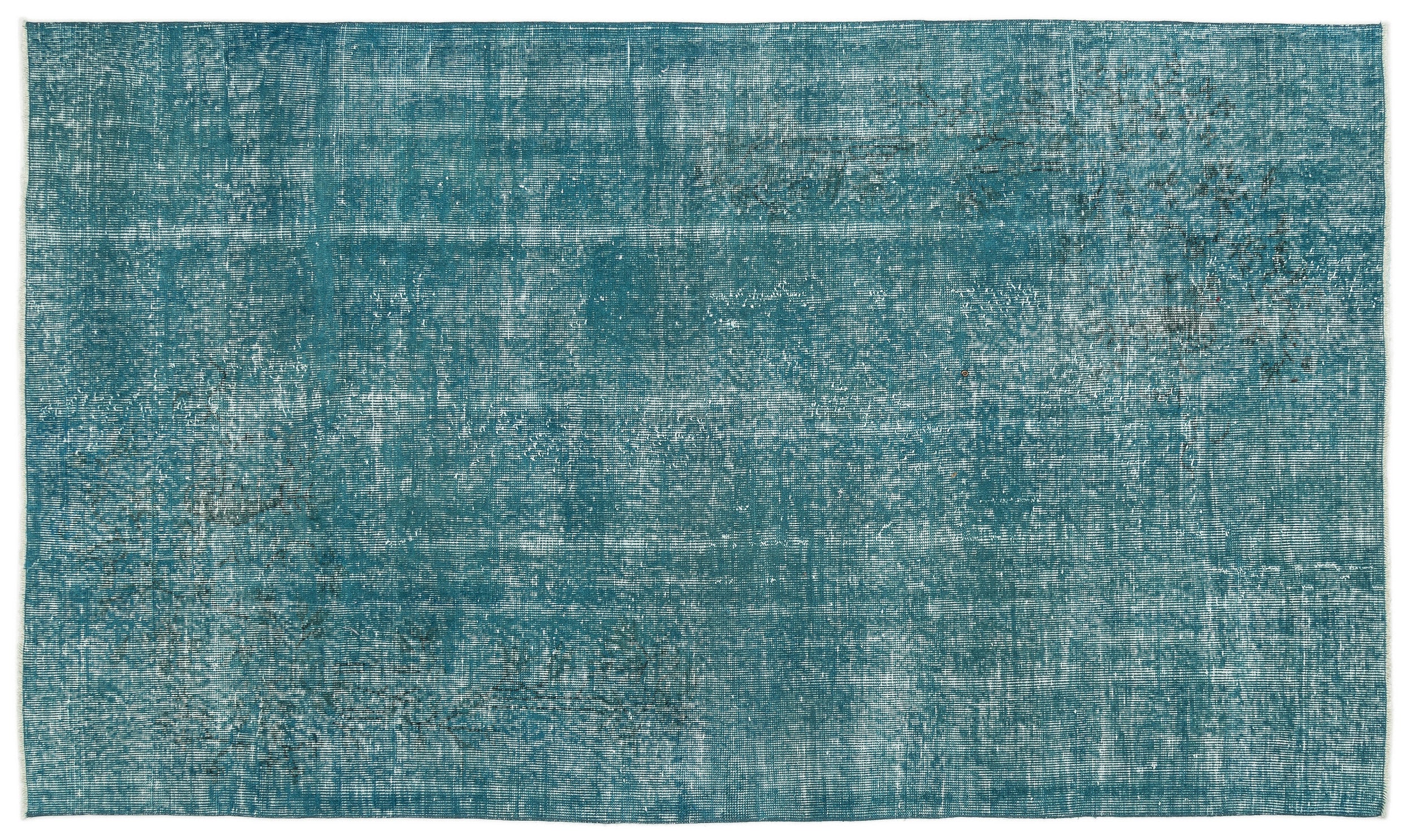 Turquoise  Over Dyed Vintage Rug 5'1'' x 8'9'' ft 155 x 266 cm