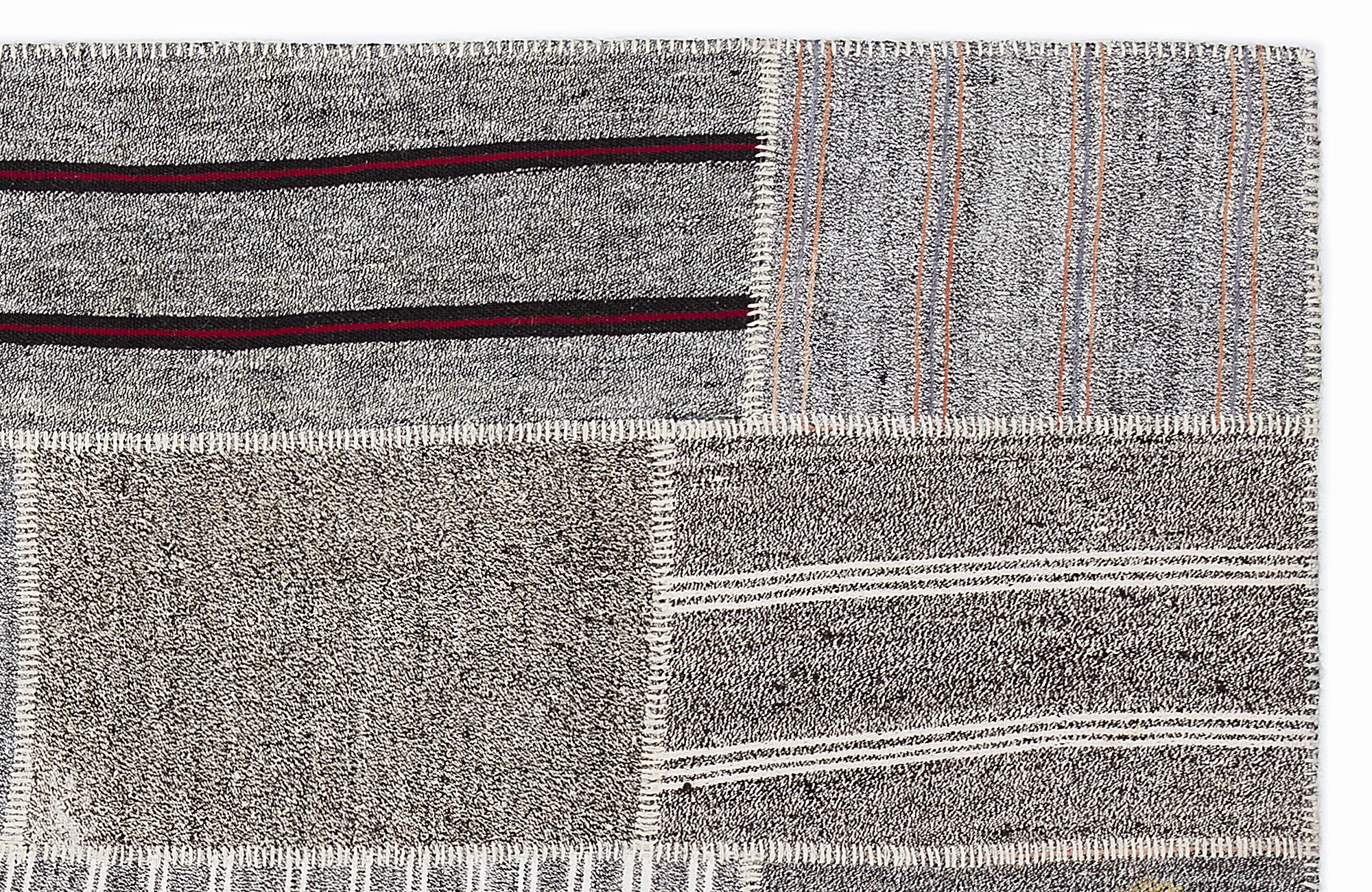 Striped Over Dyed Kilim Patchwork Unique Rug 5'3'' x 7'7'' ft 160 x 230 cm