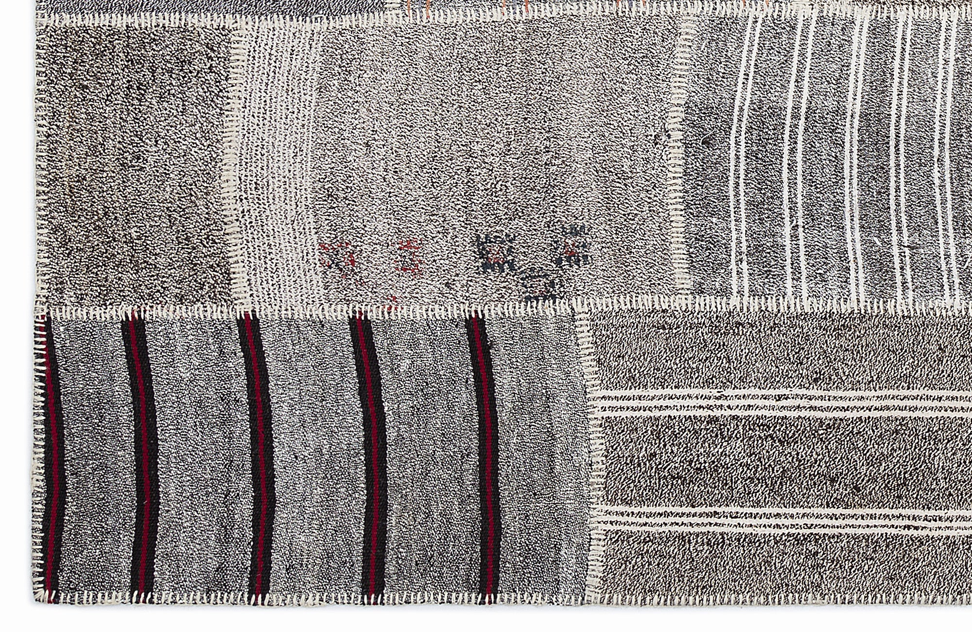 Striped Over Dyed Kilim Patchwork Unique Rug 5'3'' x 7'7'' ft 160 x 230 cm