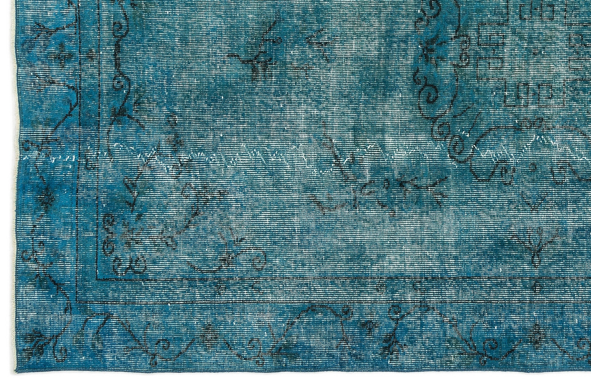 Turquoise  Over Dyed Vintage Rug 5'2'' x 8'8'' ft 158 x 263 cm