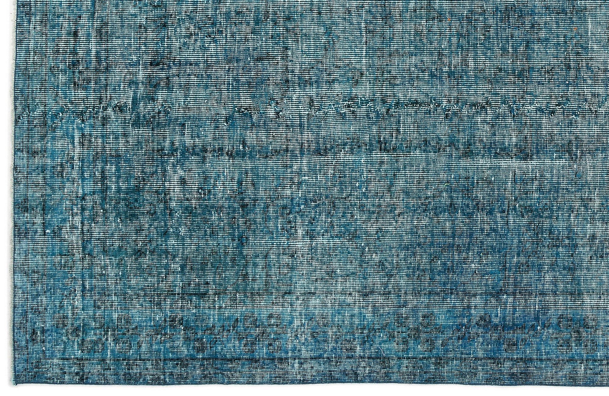 Turquoise  Over Dyed Vintage Rug 4'8'' x 8'1'' ft 141 x 247 cm
