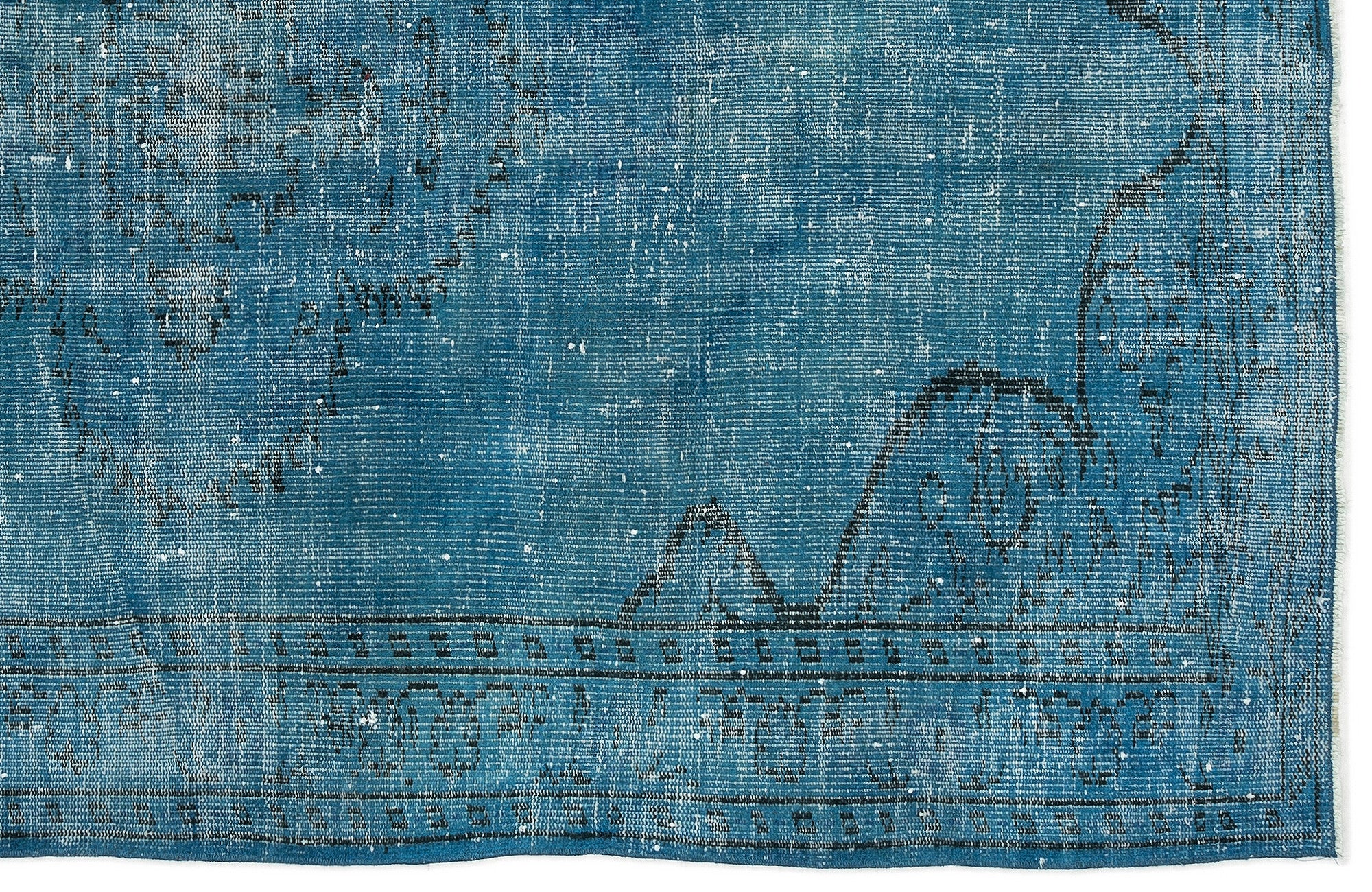 Turquoise  Over Dyed Vintage Rug 4'11'' x 7'10'' ft 150 x 238 cm