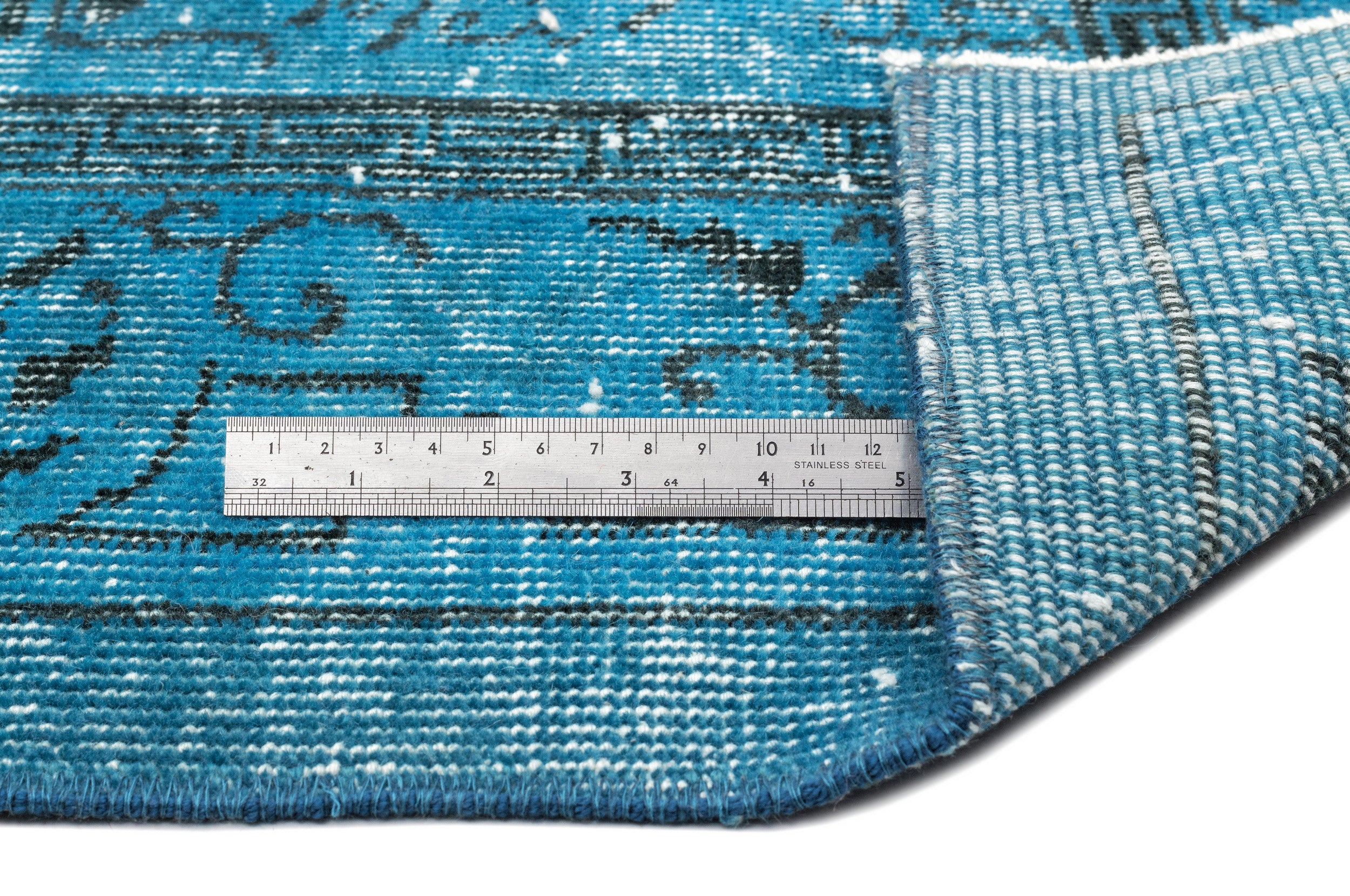 Turquoise  Over Dyed Vintage Rug 5'6'' x 8'4'' ft 167 x 253 cm