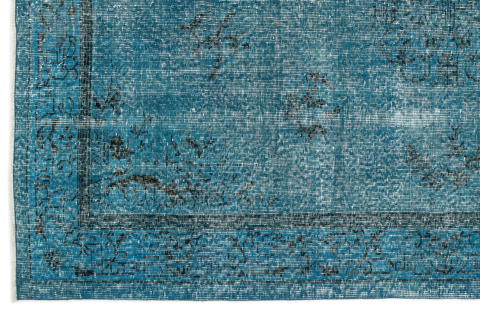 Turquoise  Over Dyed Vintage Rug 5'6'' x 8'4'' ft 167 x 253 cm