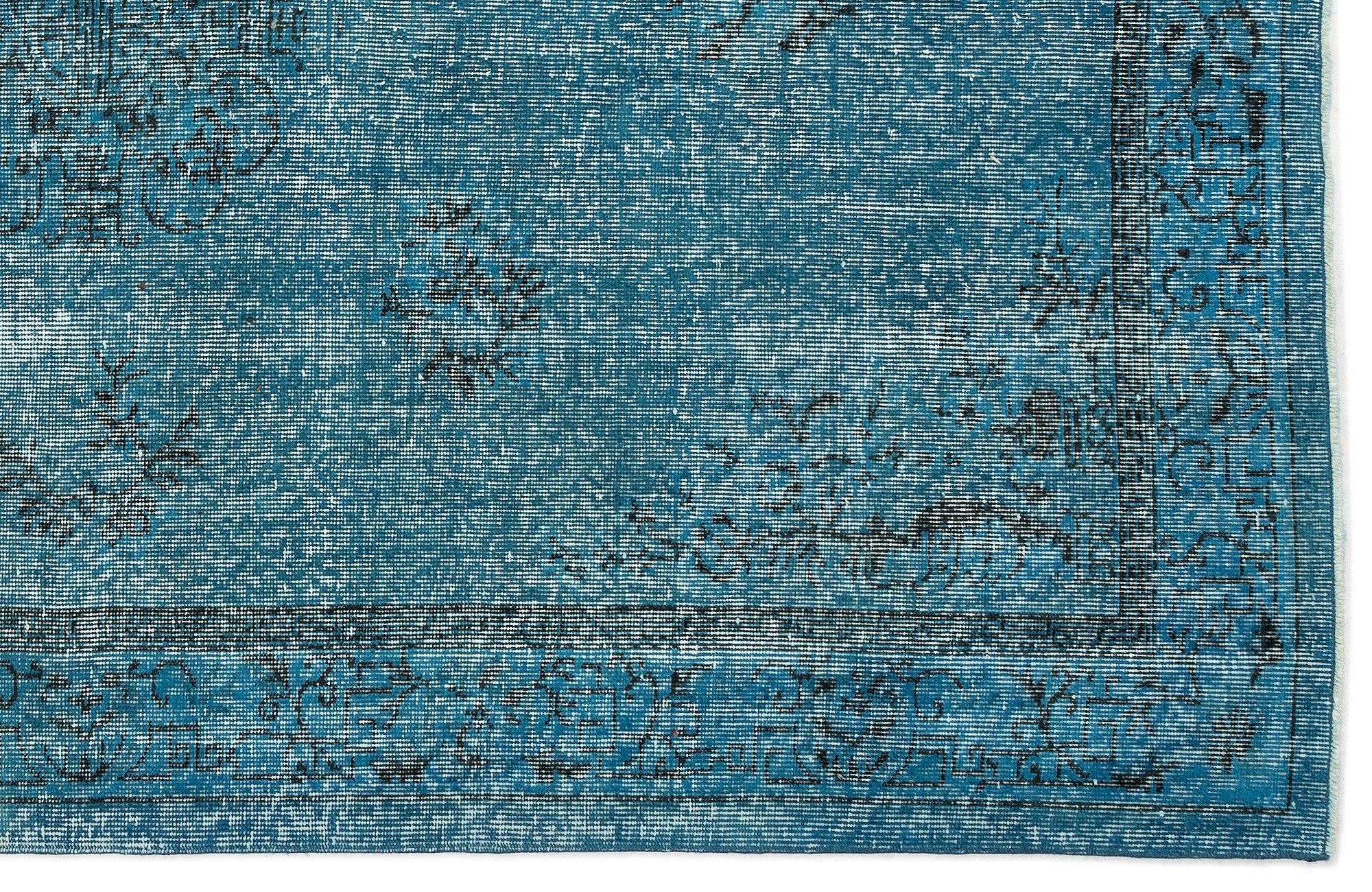 Turquoise  Over Dyed Vintage Rug 5'6'' x 8'4'' ft 167 x 253 cm