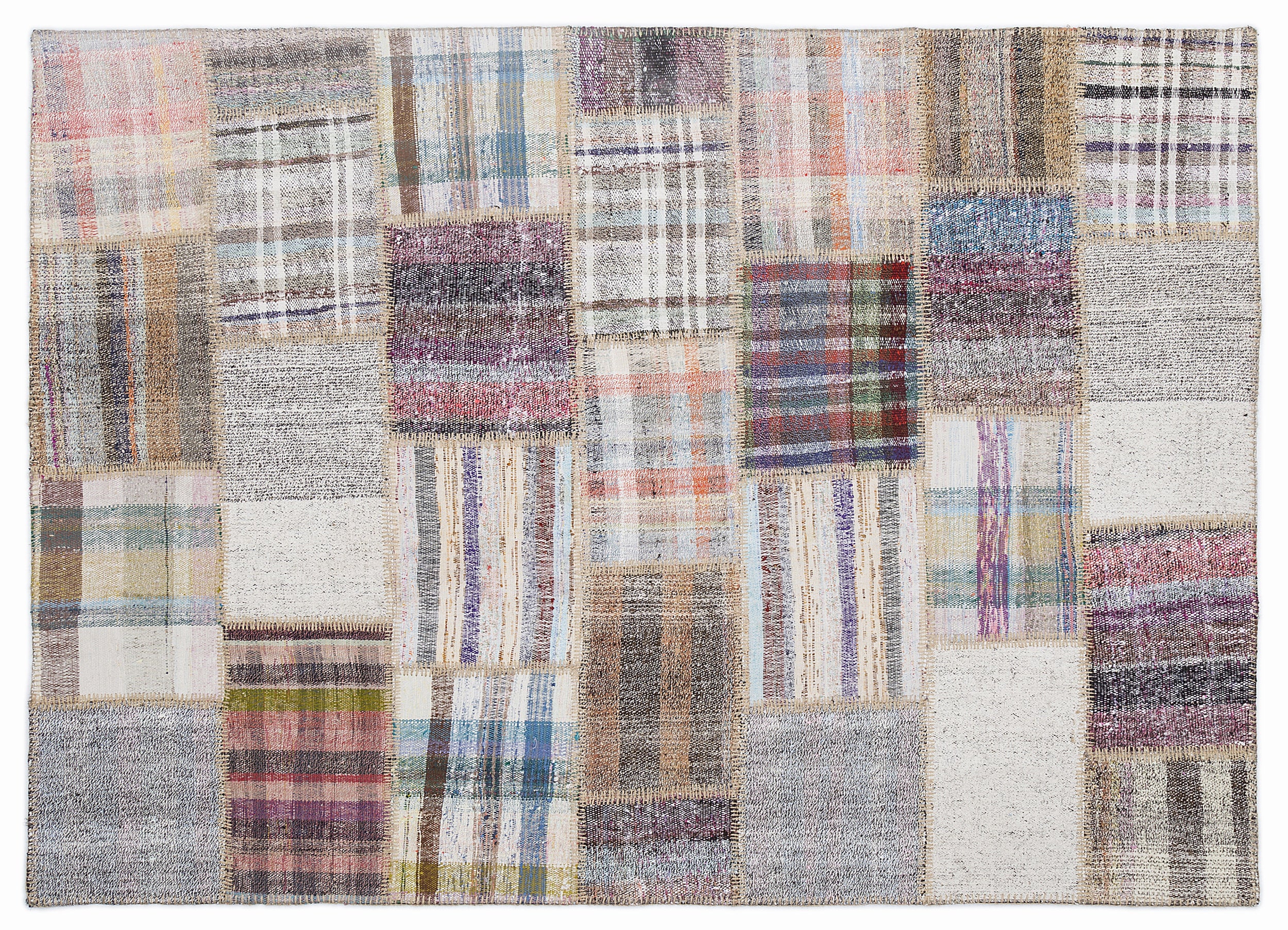 Striped Over Dyed Kilim Patchwork Unique Rug 5'3'' x 7'7'' ft 160 x 230 cm