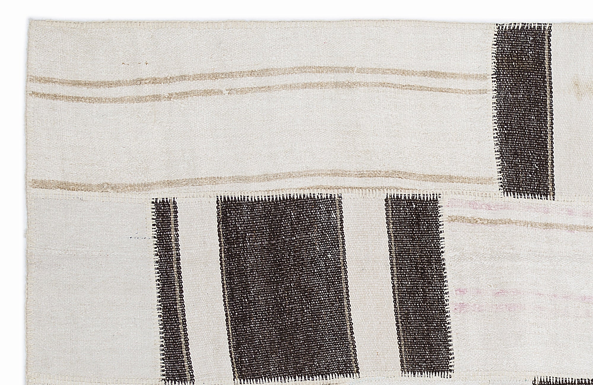 Striped Over Dyed Kilim Patchwork Unique Rug 5'3'' x 7'7'' ft 160 x 230 cm