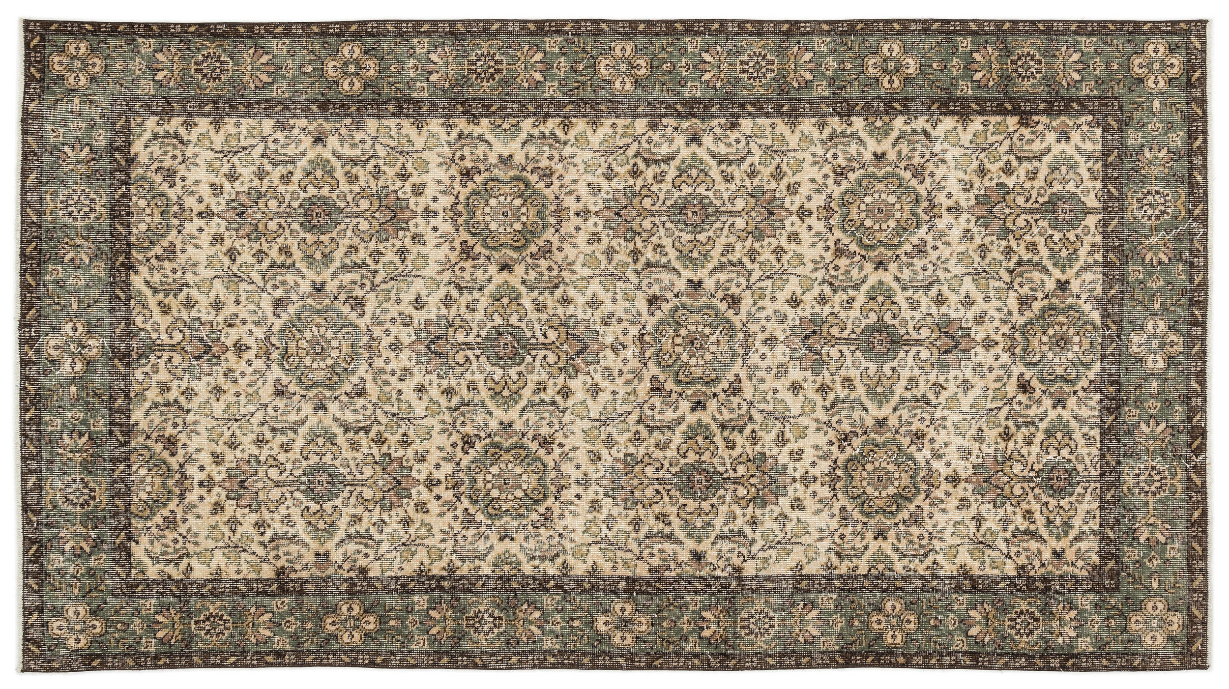 Naturel Over Dyed Vintage Rug 4'4'' x 7'11'' ft 132 x 242 cm