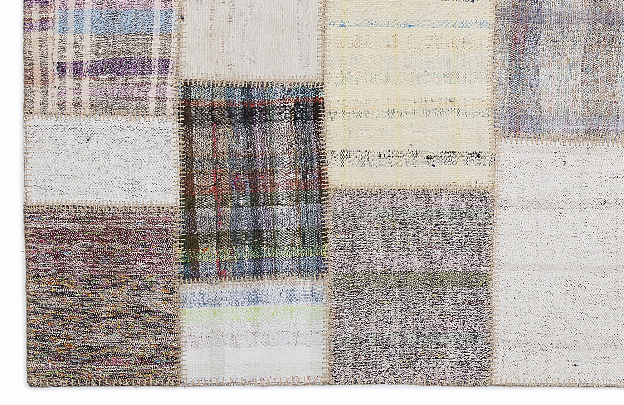 Striped Over Dyed Kilim Patchwork Unique Rug 5'3'' x 7'7'' ft 160 x 230 cm