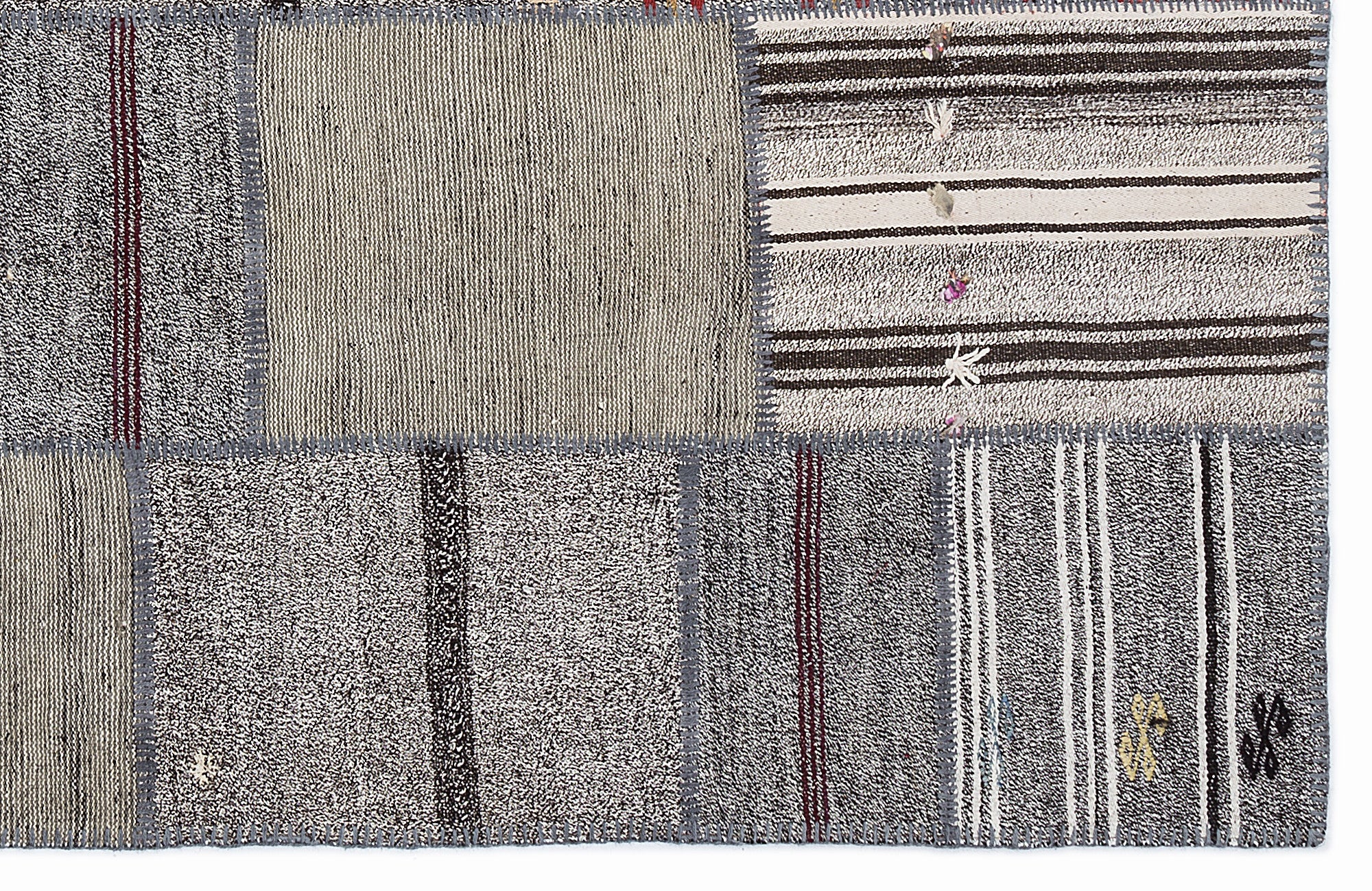 Striped Over Dyed Kilim Patchwork Unique Rug 5'3'' x 7'7'' ft 160 x 230 cm