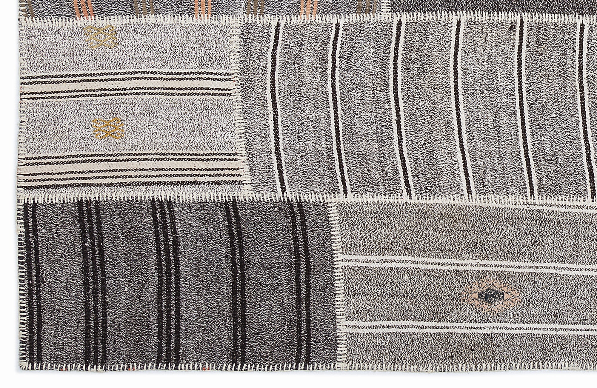 Striped Over Dyed Kilim Patchwork Unique Rug 5'3'' x 7'7'' ft 160 x 230 cm