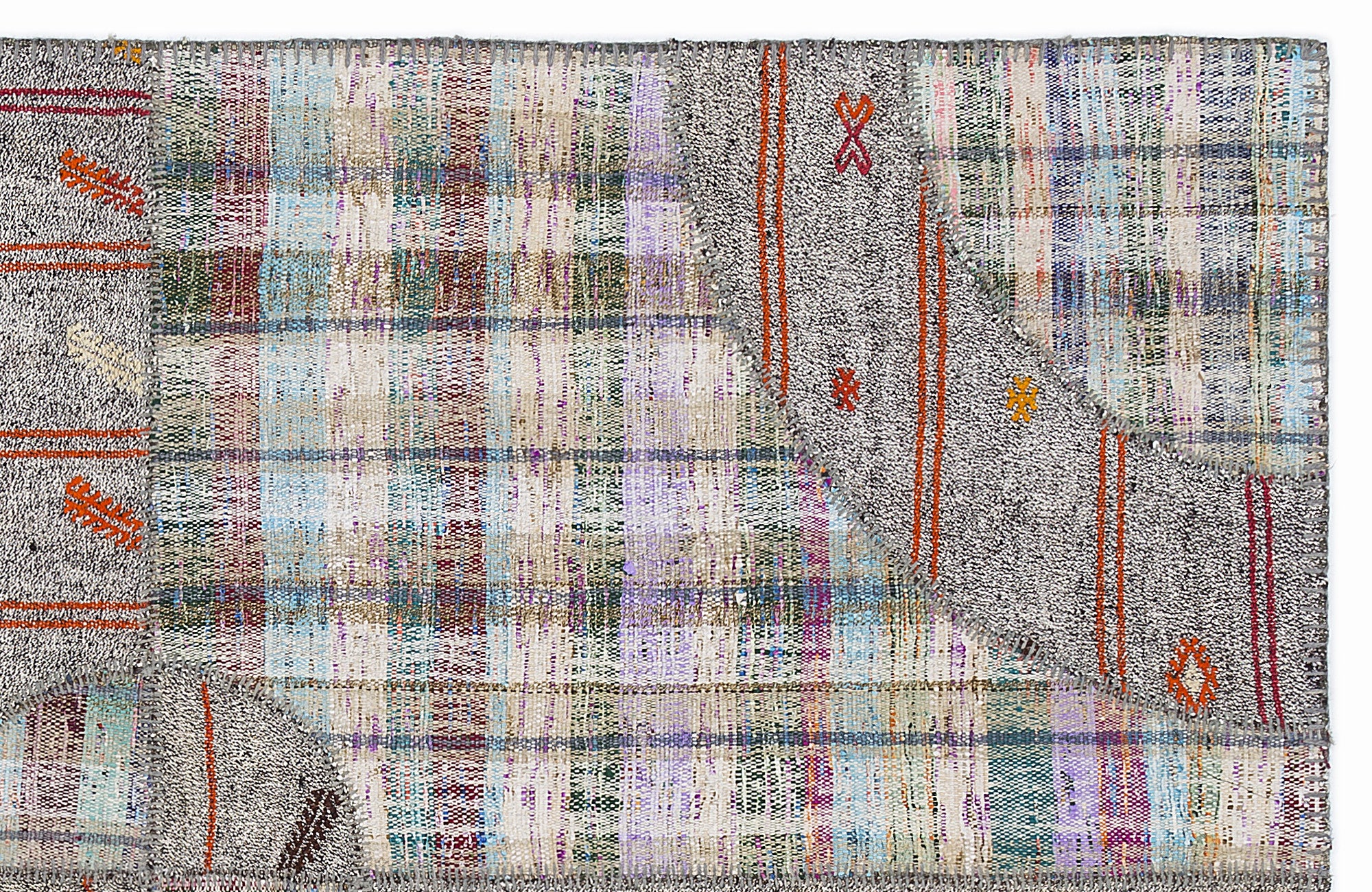 Striped Over Dyed Kilim Patchwork Unique Rug 5'3'' x 7'7'' ft 160 x 230 cm