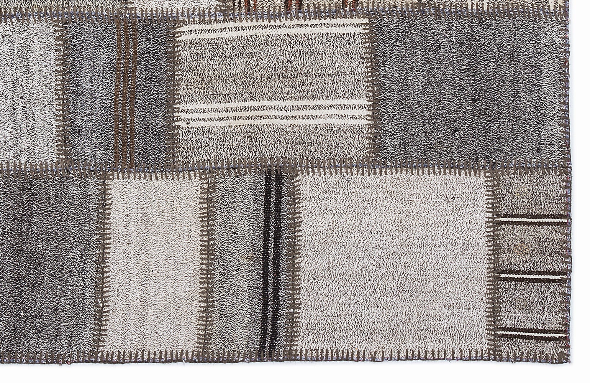 Striped Over Dyed Kilim Patchwork Unique Rug 5'3'' x 7'7'' ft 160 x 230 cm