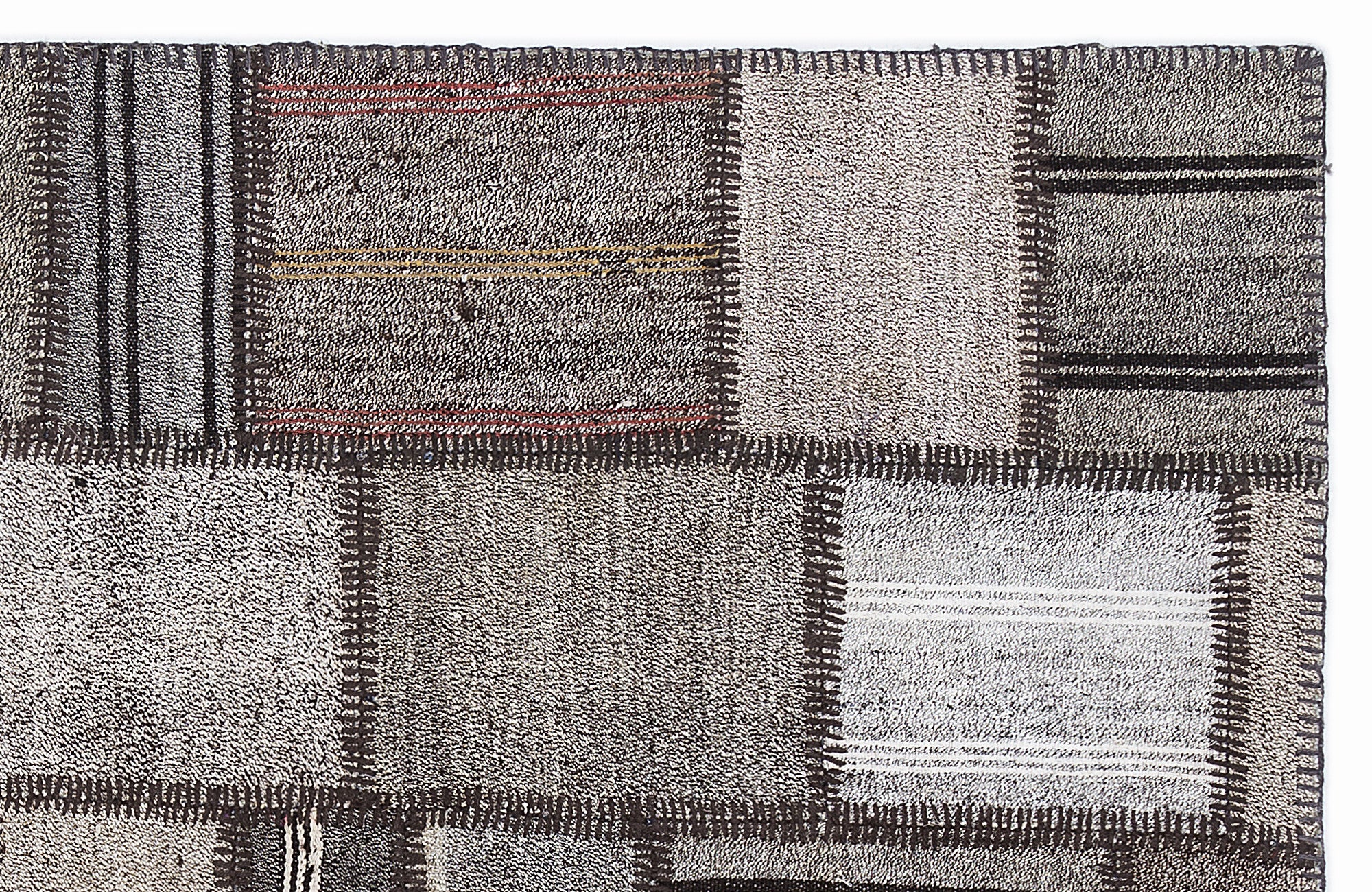 Striped Over Dyed Kilim Patchwork Unique Rug 5'3'' x 7'7'' ft 160 x 230 cm