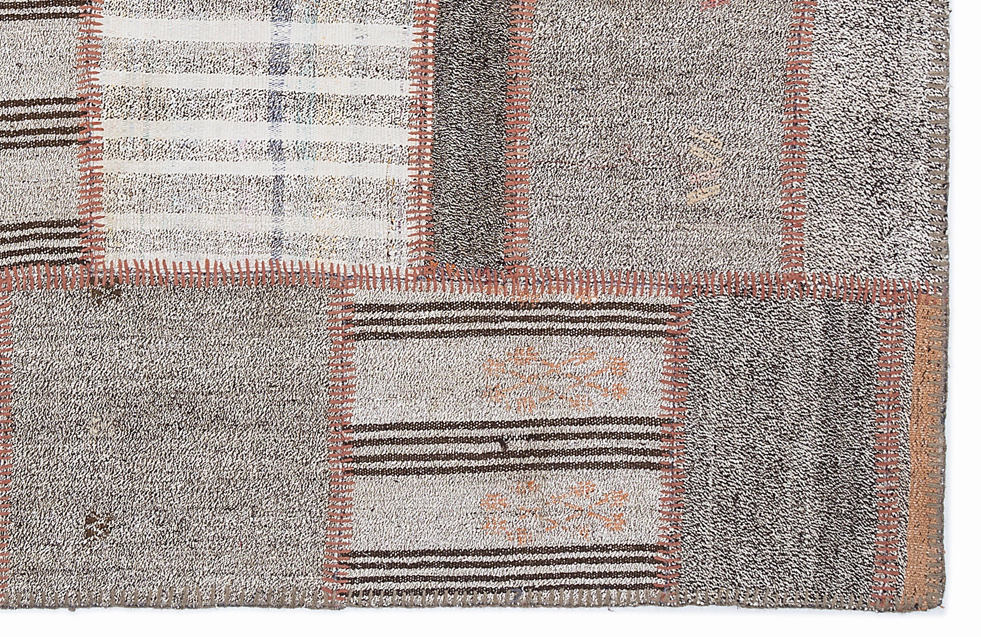 Striped Over Dyed Kilim Patchwork Unique Rug 5'3'' x 7'7'' ft 160 x 230 cm