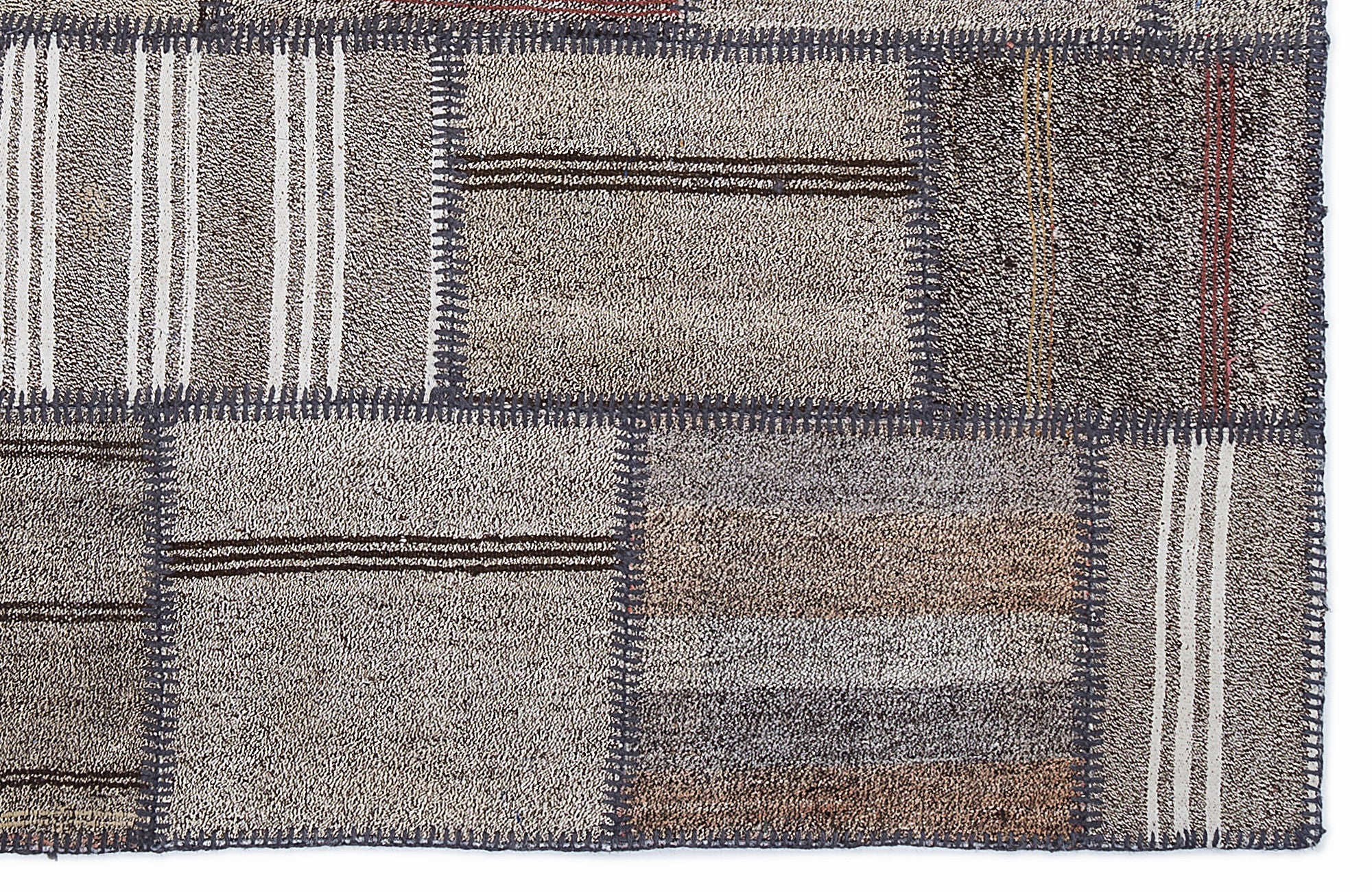 Striped Over Dyed Kilim Patchwork Unique Rug 5'3'' x 7'7'' ft 160 x 230 cm