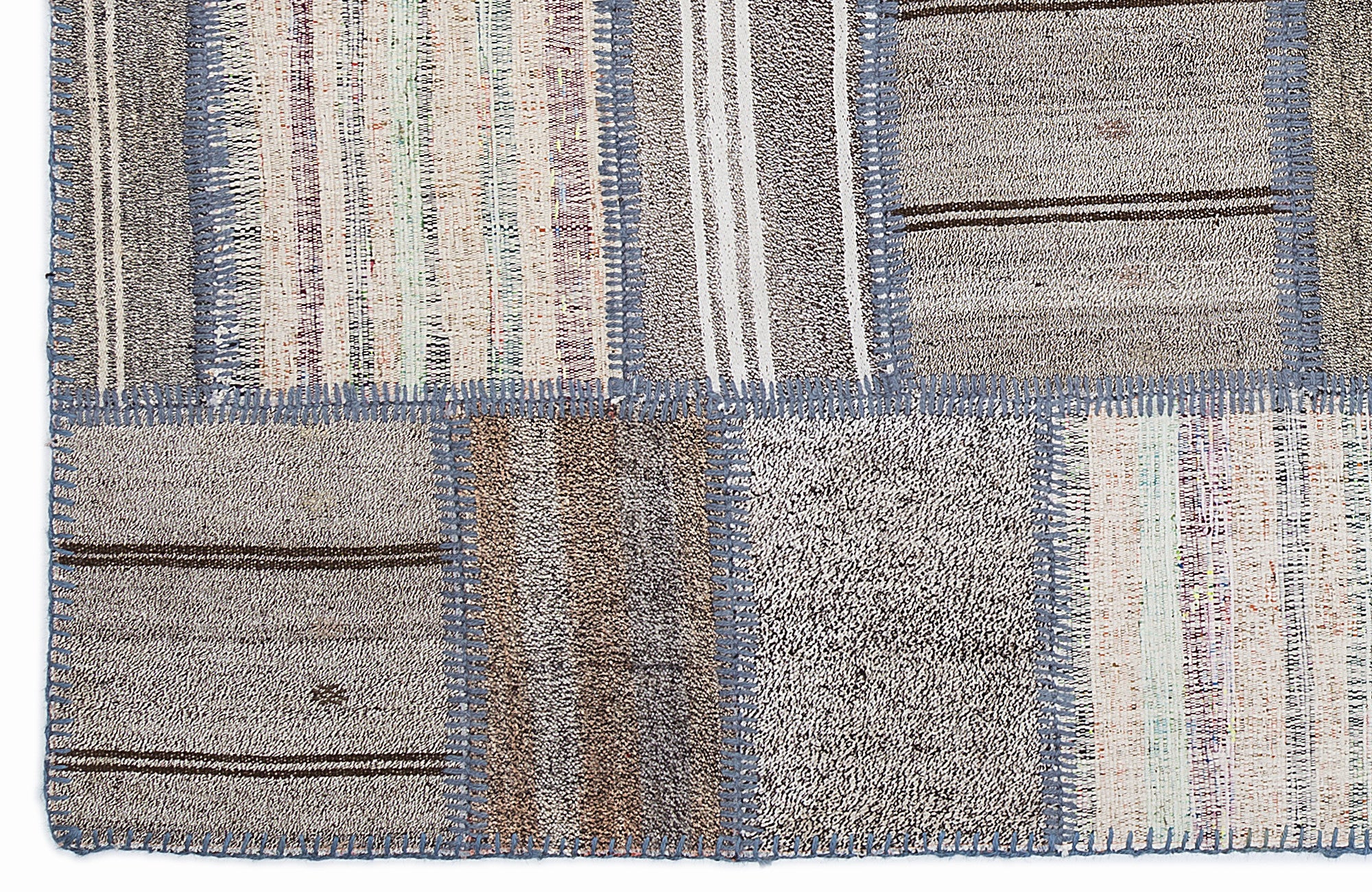 Striped Over Dyed Kilim Patchwork Unique Rug 5'3'' x 7'7'' ft 160 x 230 cm
