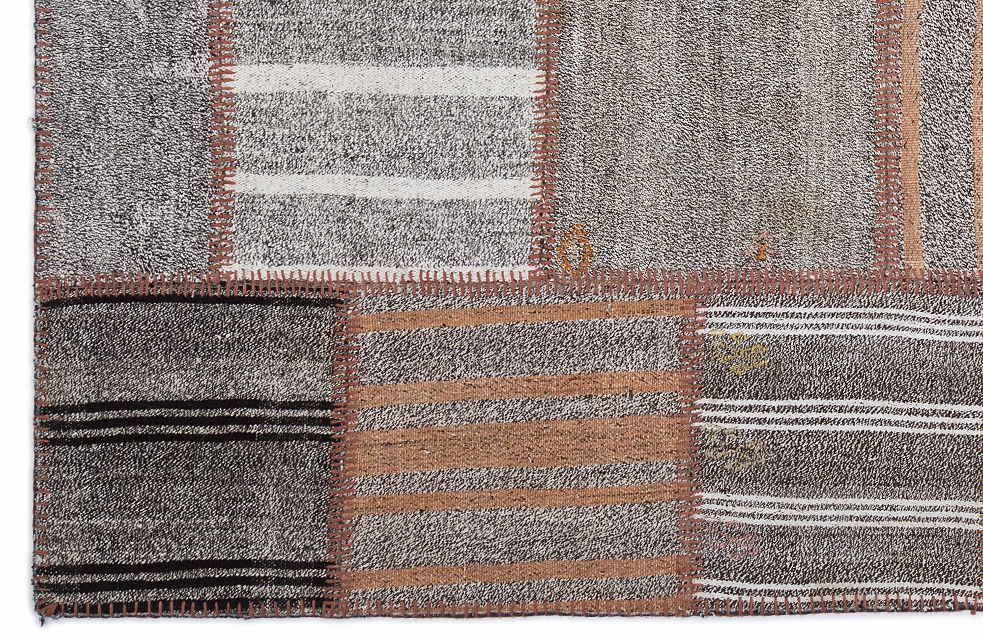 Striped Over Dyed Kilim Patchwork Unique Rug 5'3'' x 7'7'' ft 160 x 230 cm