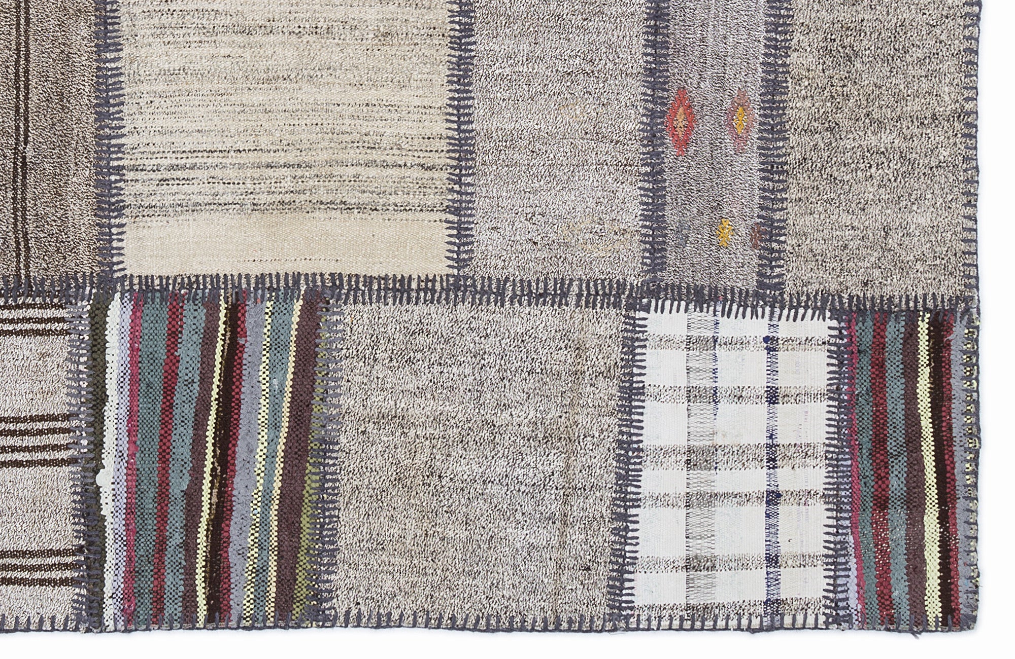 Striped Over Dyed Kilim Patchwork Unique Rug 5'3'' x 7'7'' ft 160 x 230 cm