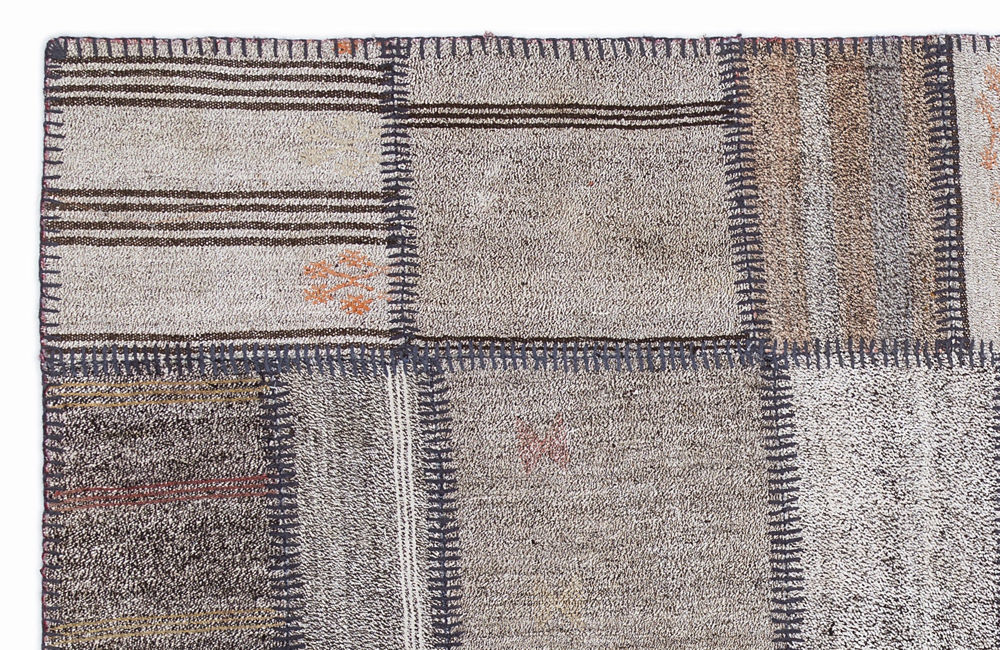 Striped Over Dyed Kilim Patchwork Unique Rug 5'3'' x 7'7'' ft 160 x 230 cm