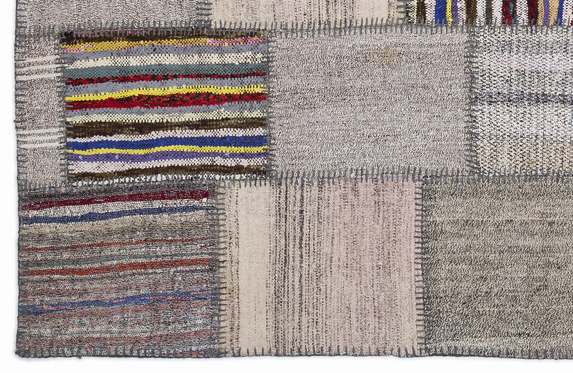 Striped Over Dyed Kilim Patchwork Unique Rug 5'3'' x 7'7'' ft 160 x 230 cm