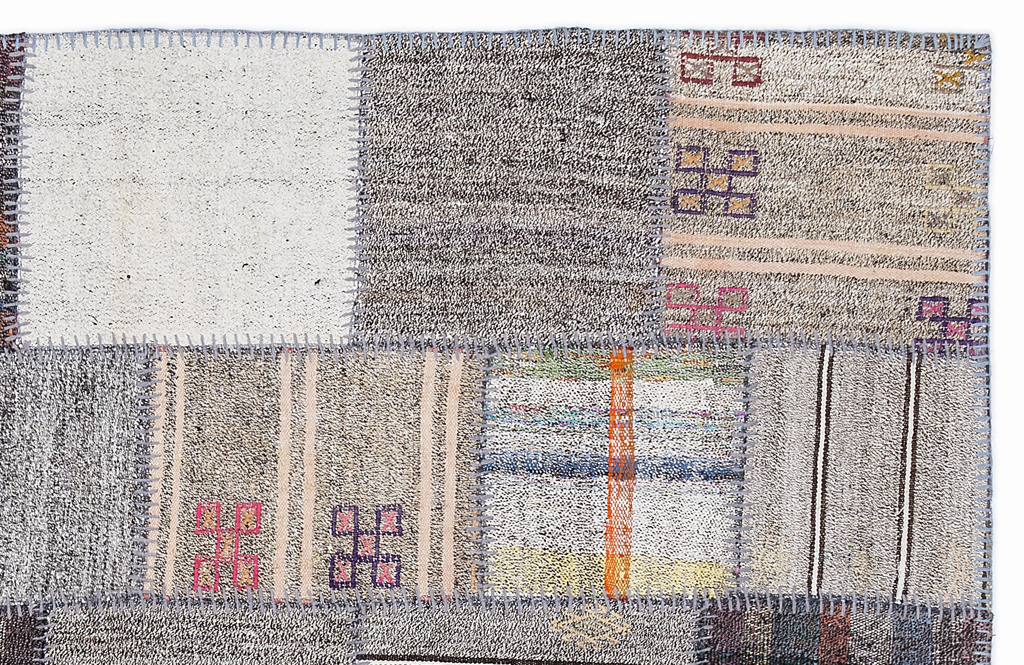 Striped Over Dyed Kilim Patchwork Unique Rug 5'3'' x 7'7'' ft 160 x 230 cm