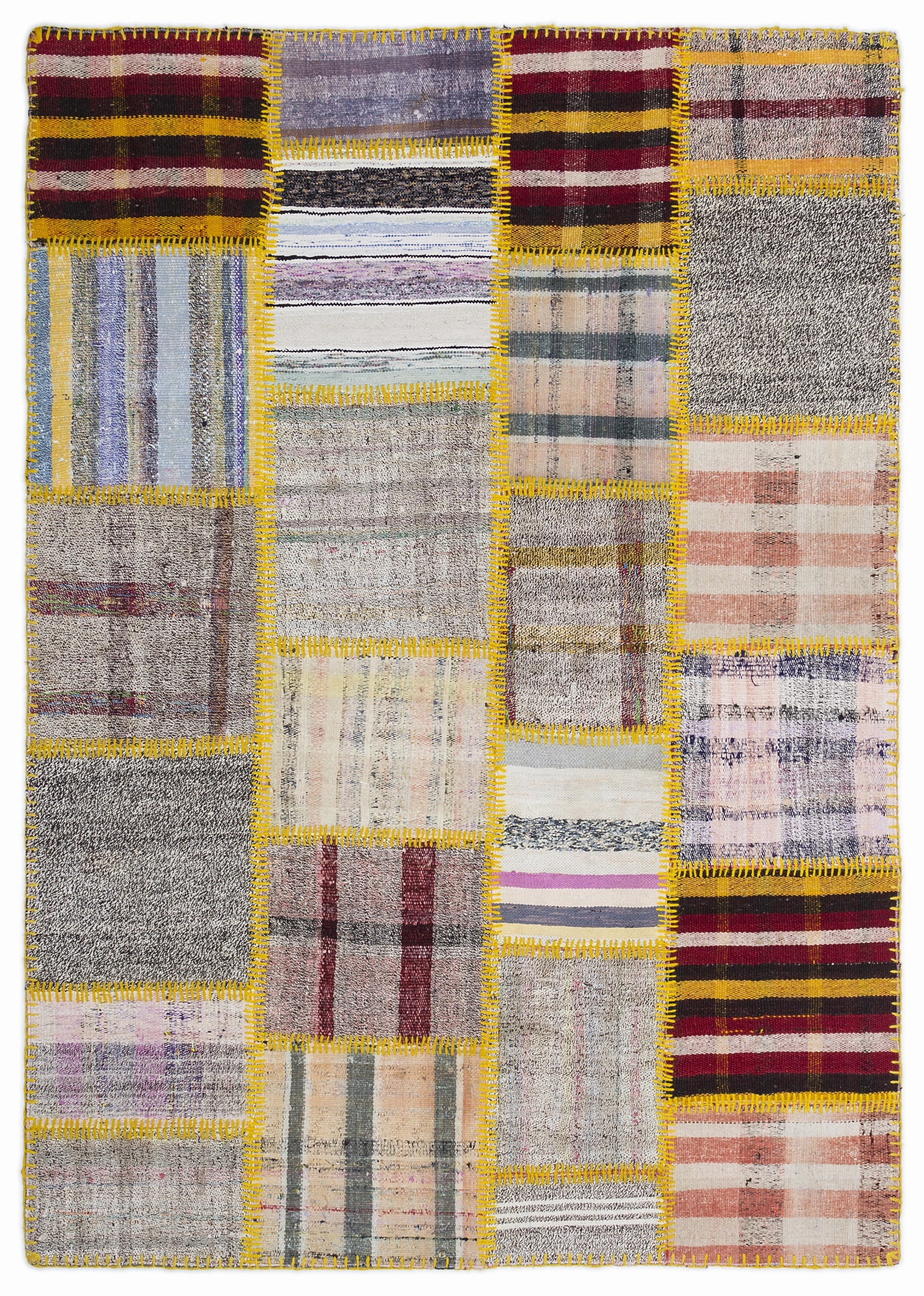 Mixed Over Dyed Kilim Patchwork Unique Rug 5'3'' x 7'7'' ft 160 x 230 cm