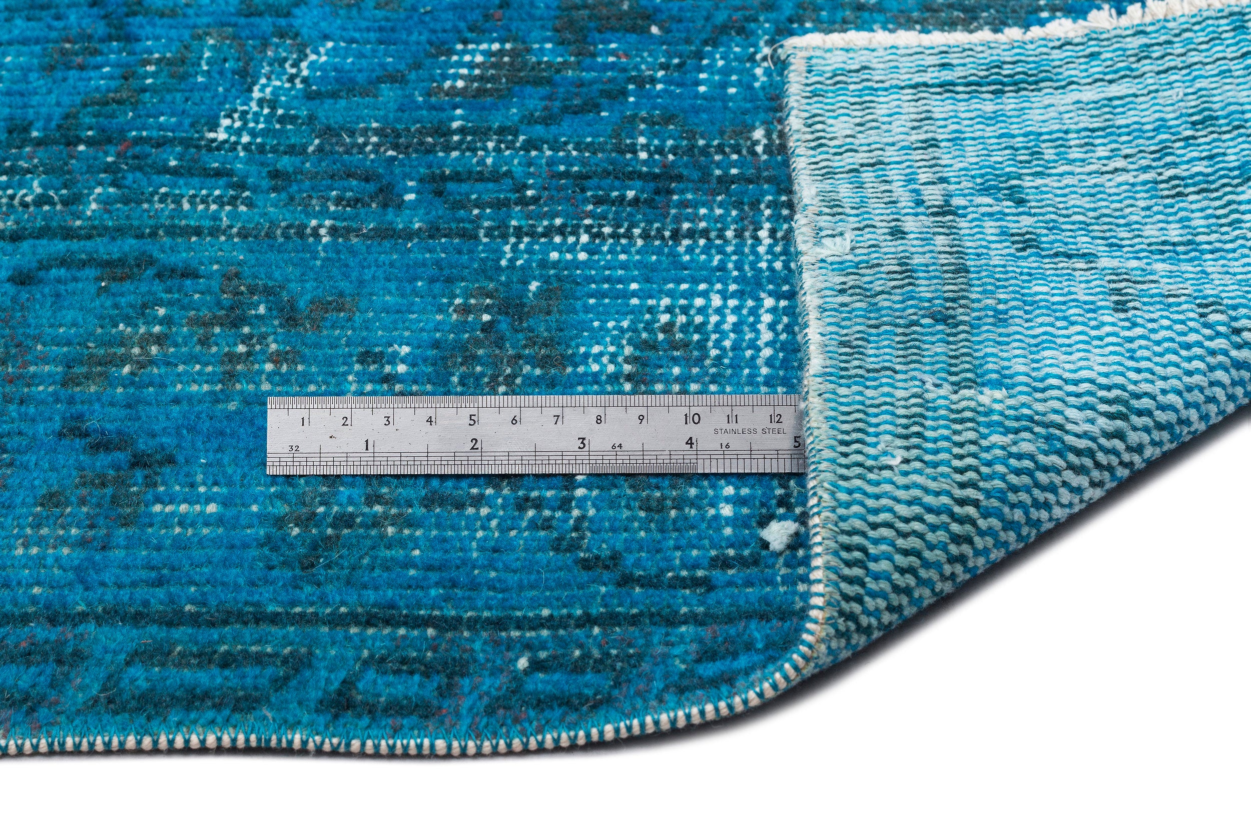 Turquoise  Over Dyed Vintage Rug 5'4'' x 8'10'' ft 163 x 269 cm