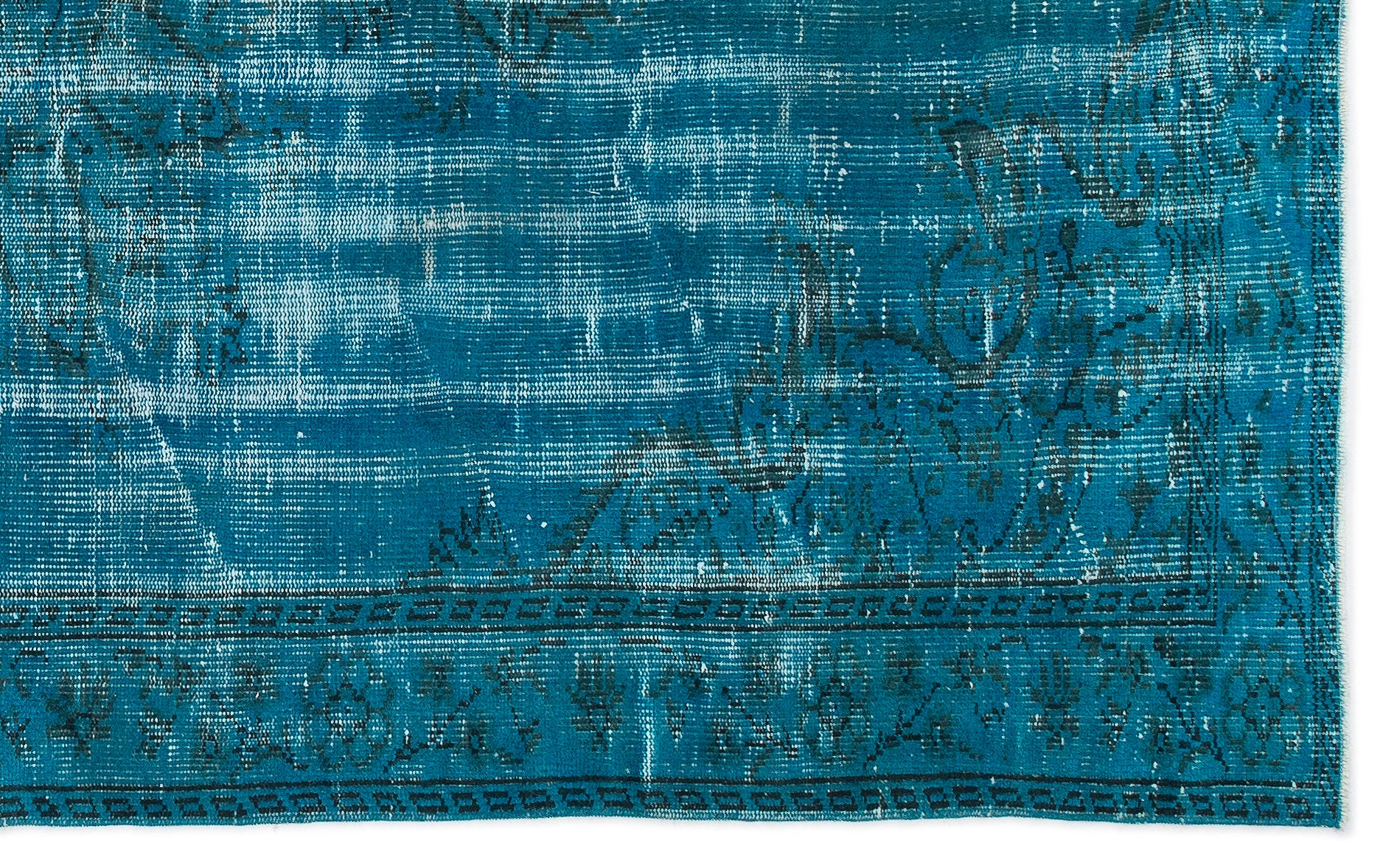 Turquoise  Over Dyed Vintage Rug 5'4'' x 8'10'' ft 163 x 269 cm