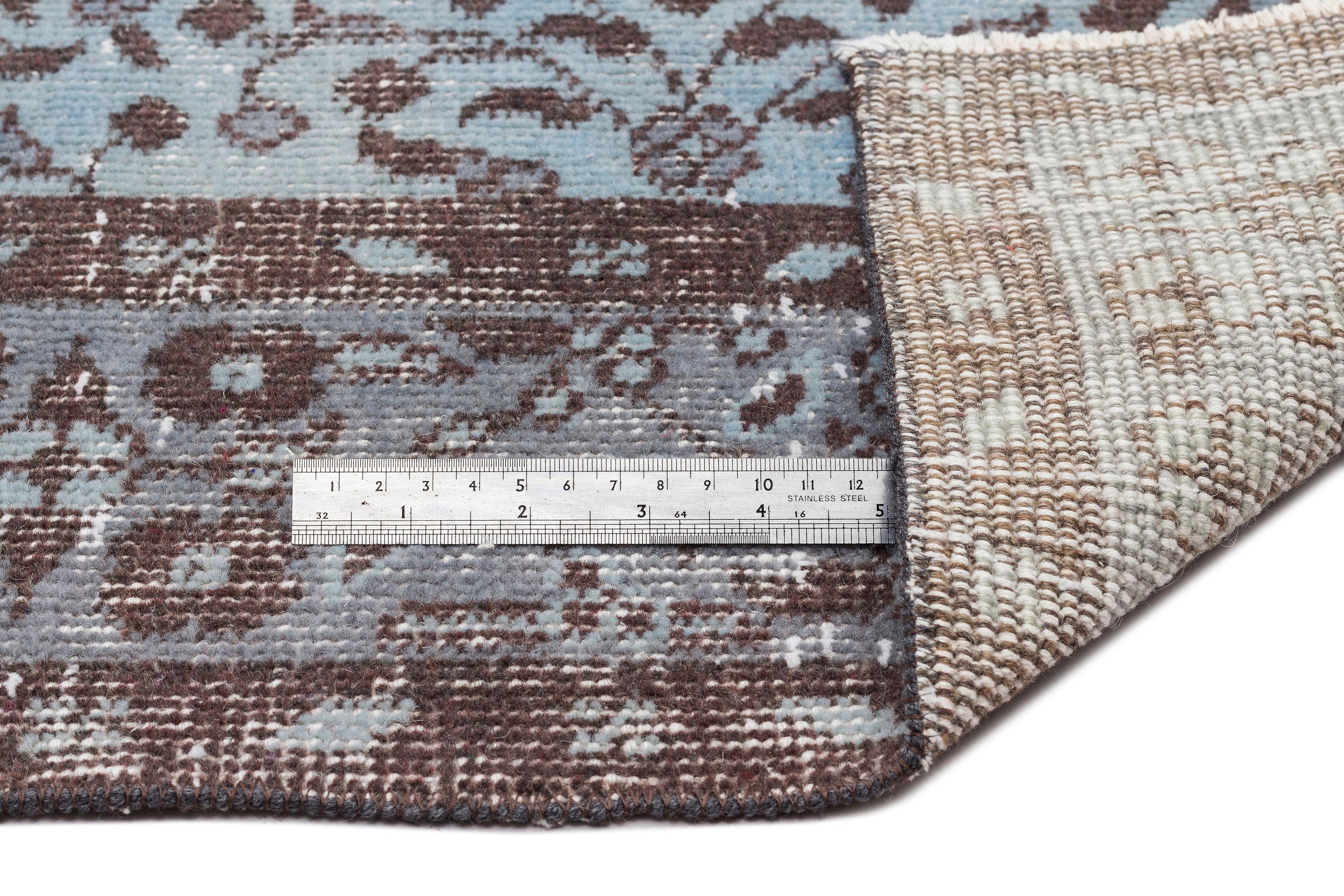 Blue Over Dyed Vintage Rug 5'6'' x 8'4'' ft 167 x 253 cm