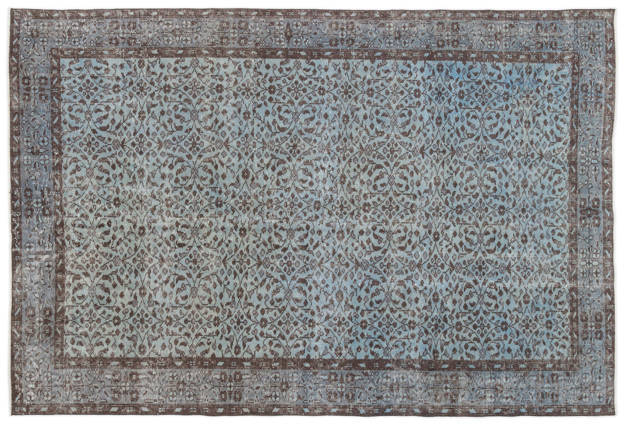 Blue Over Dyed Vintage Rug 5'6'' x 8'4'' ft 167 x 253 cm