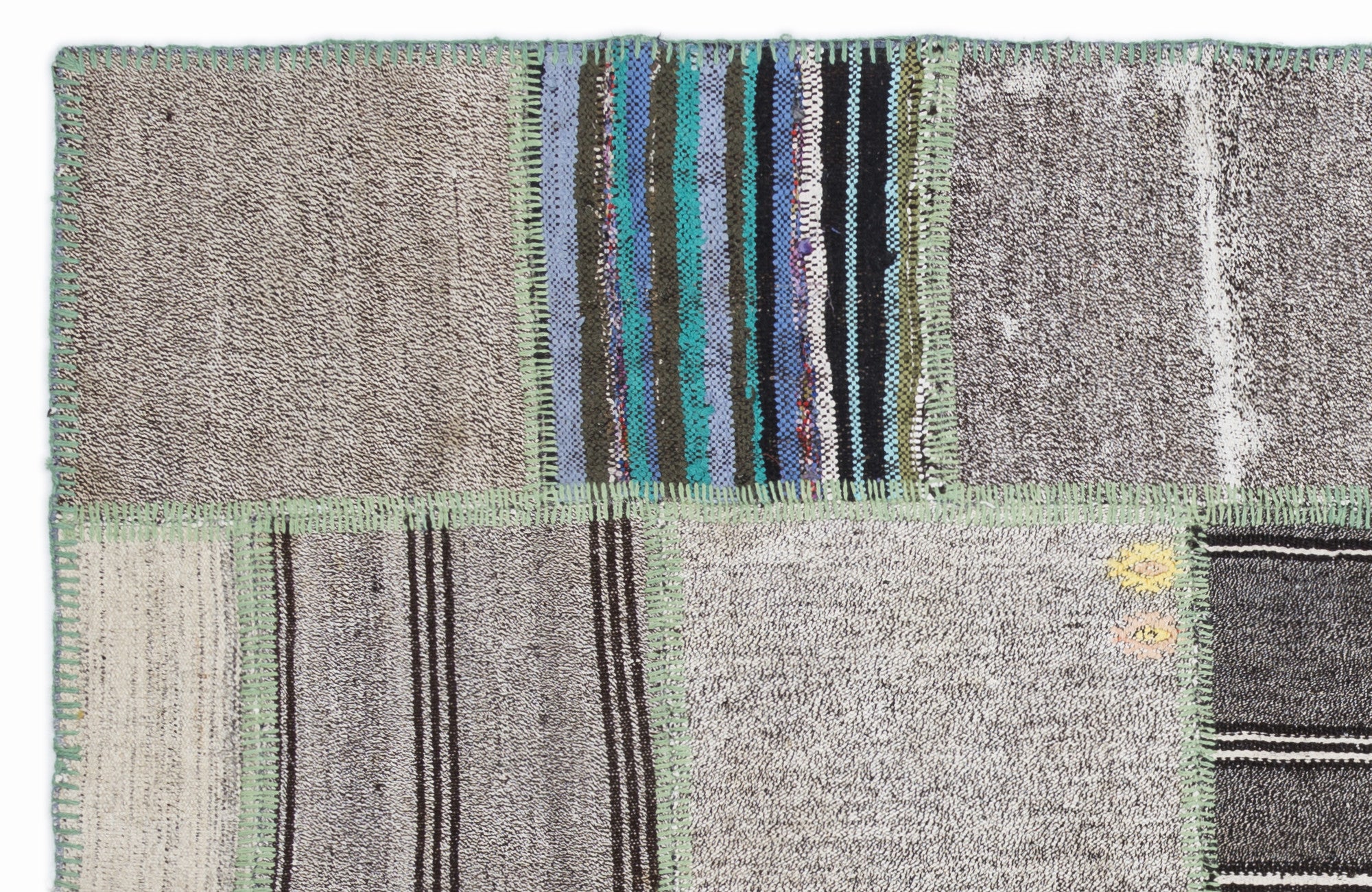 Striped Over Dyed Kilim Patchwork Unique Rug 5'3'' x 7'7'' ft 160 x 230 cm